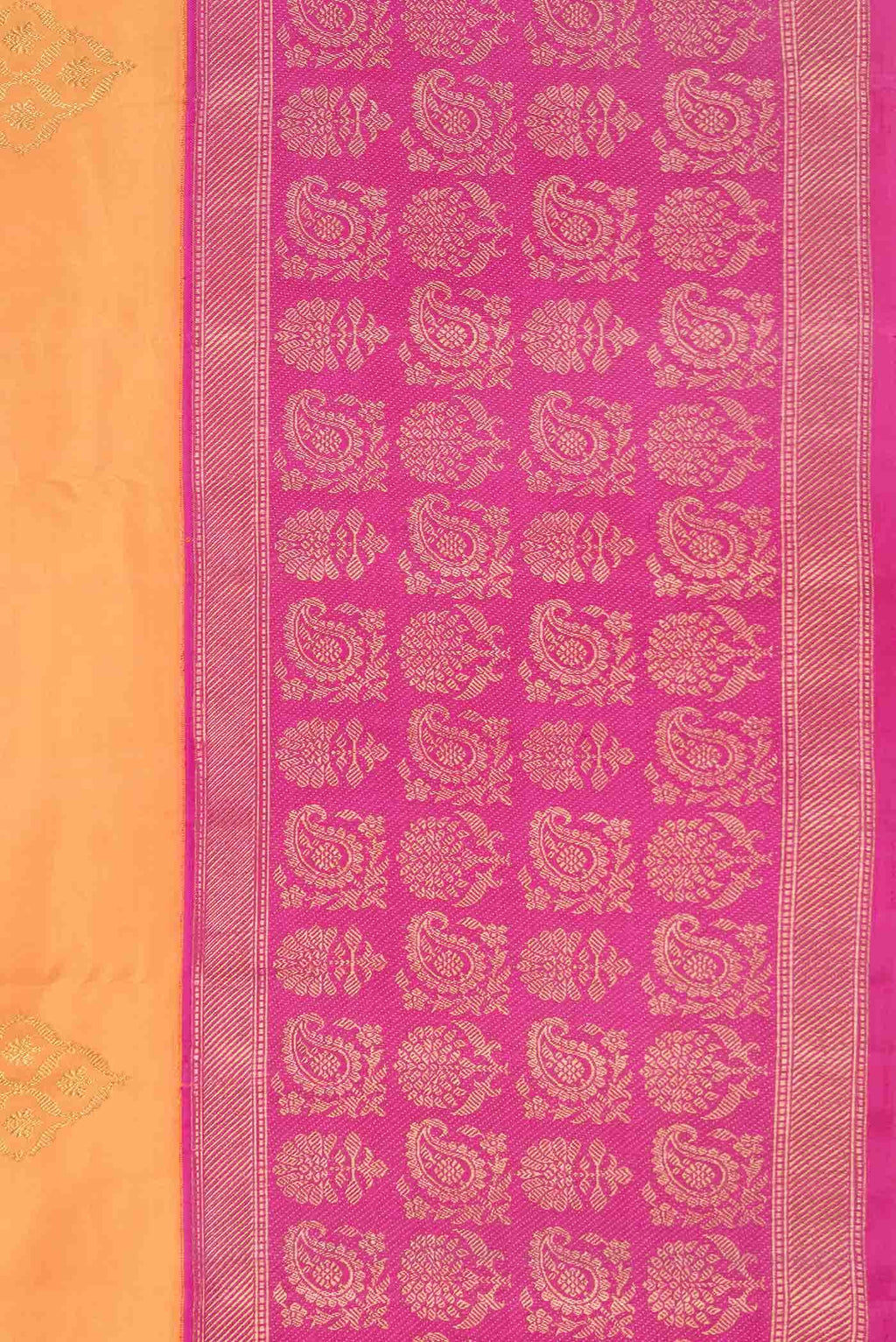 Pure Silk Pure Zari Orange Dual Tone Kanchipuram Saree
