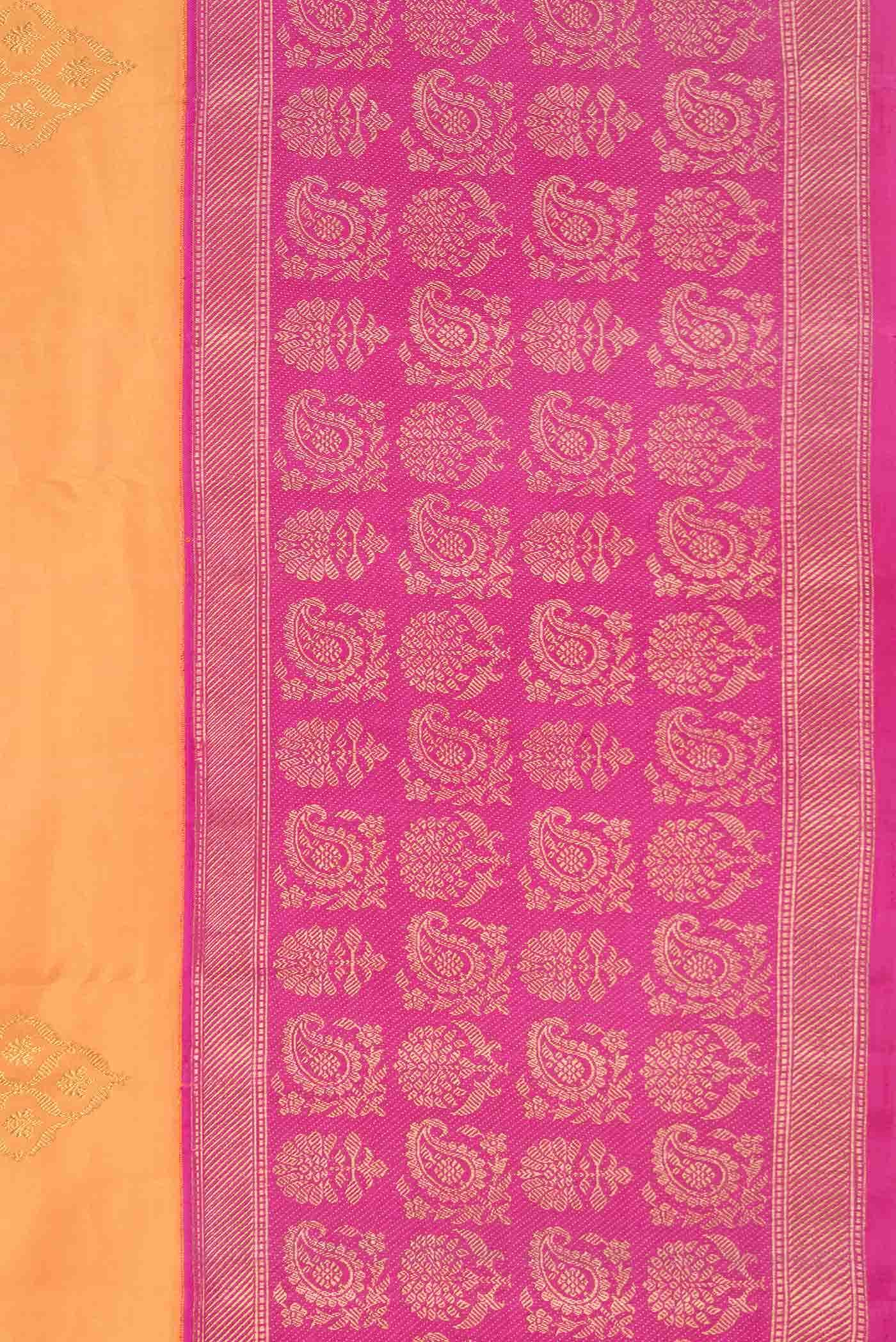 Pure Silk Pure Zari Orange Dual Tone Kanchipuram Saree