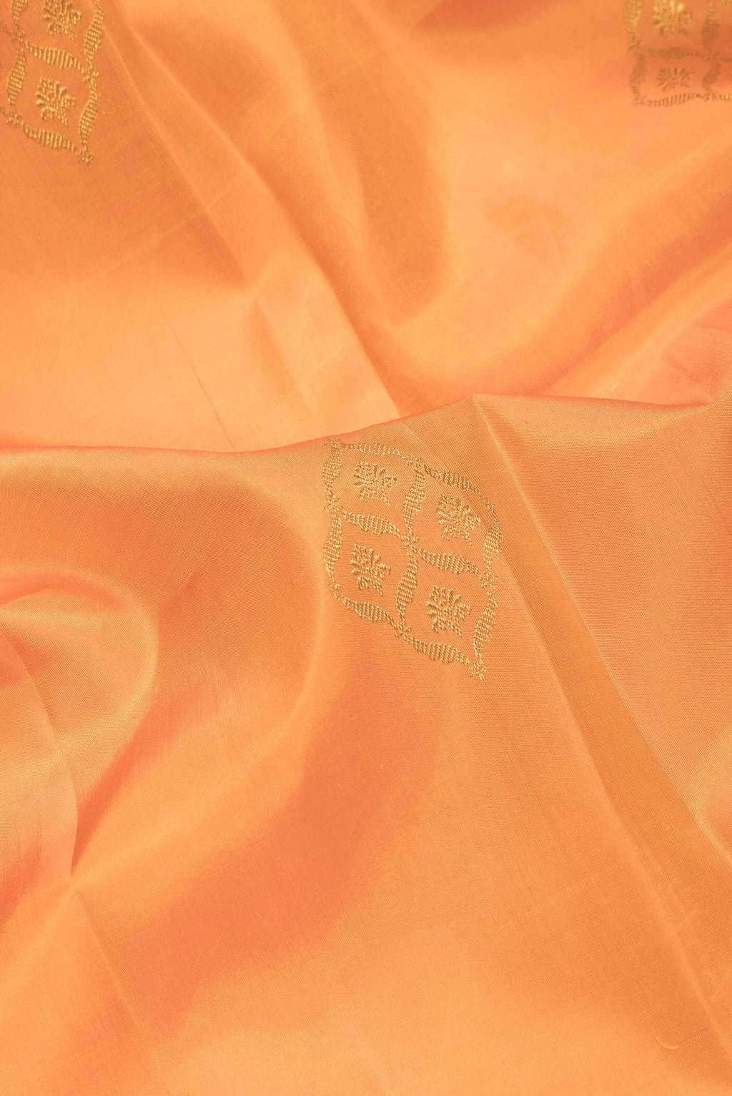 Pure Silk Pure Zari Orange Dual Tone Kanchipuram Saree