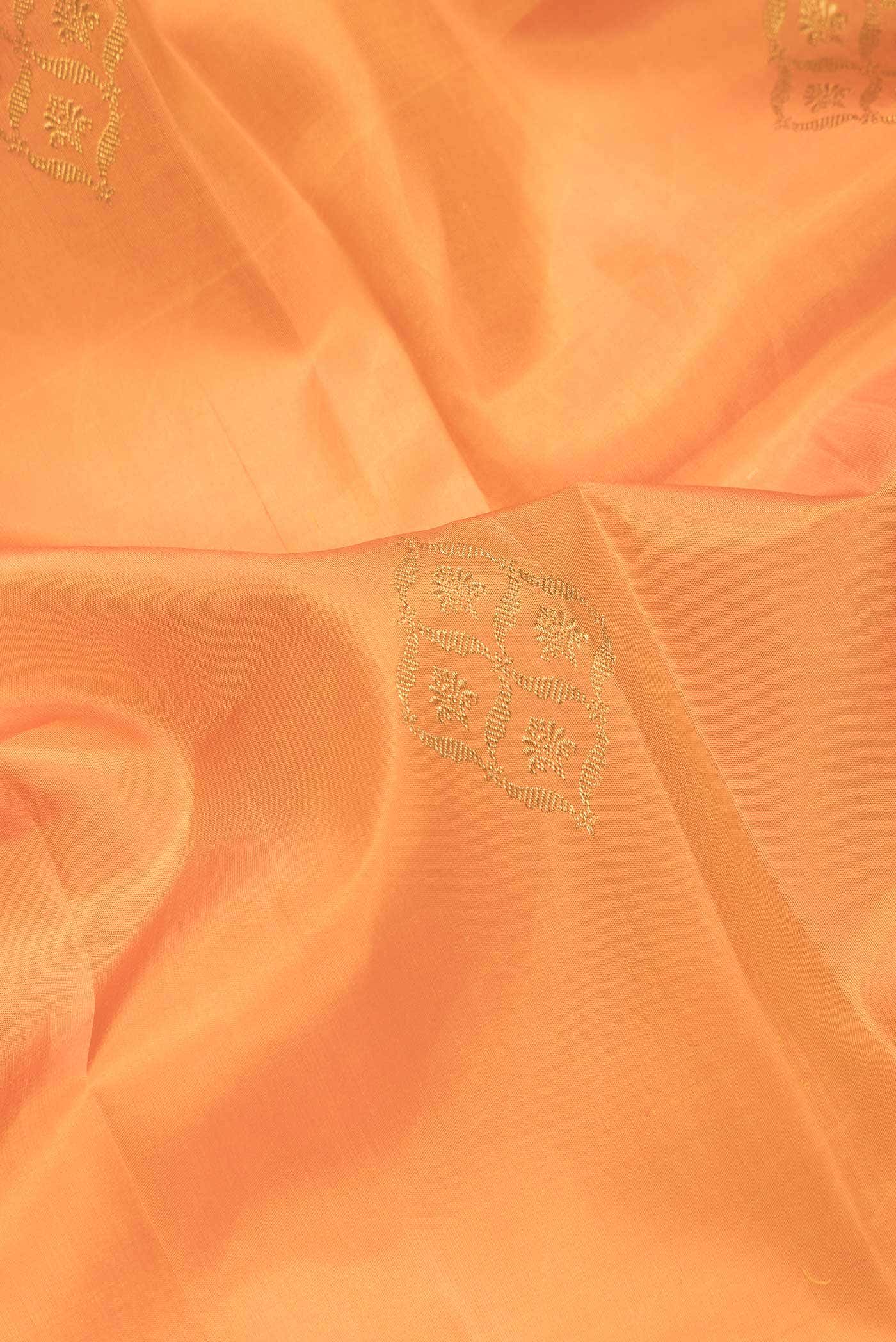 Pure Silk Pure Zari Orange Dual Tone Kanchipuram Saree