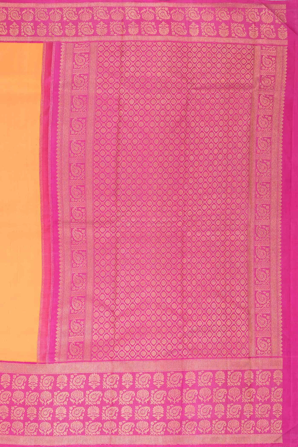 Pure Silk Pure Zari Orange Dual Tone Kanchipuram Saree
