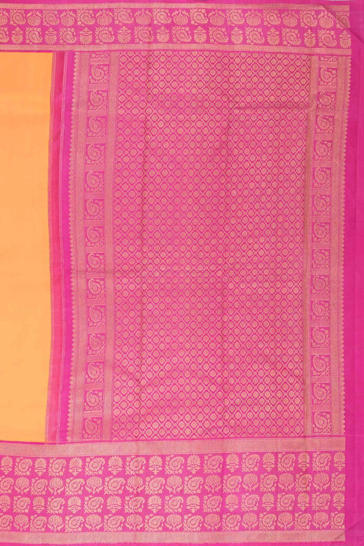 Pure Silk Pure Zari Orange Dual Tone Kanchipuram Saree