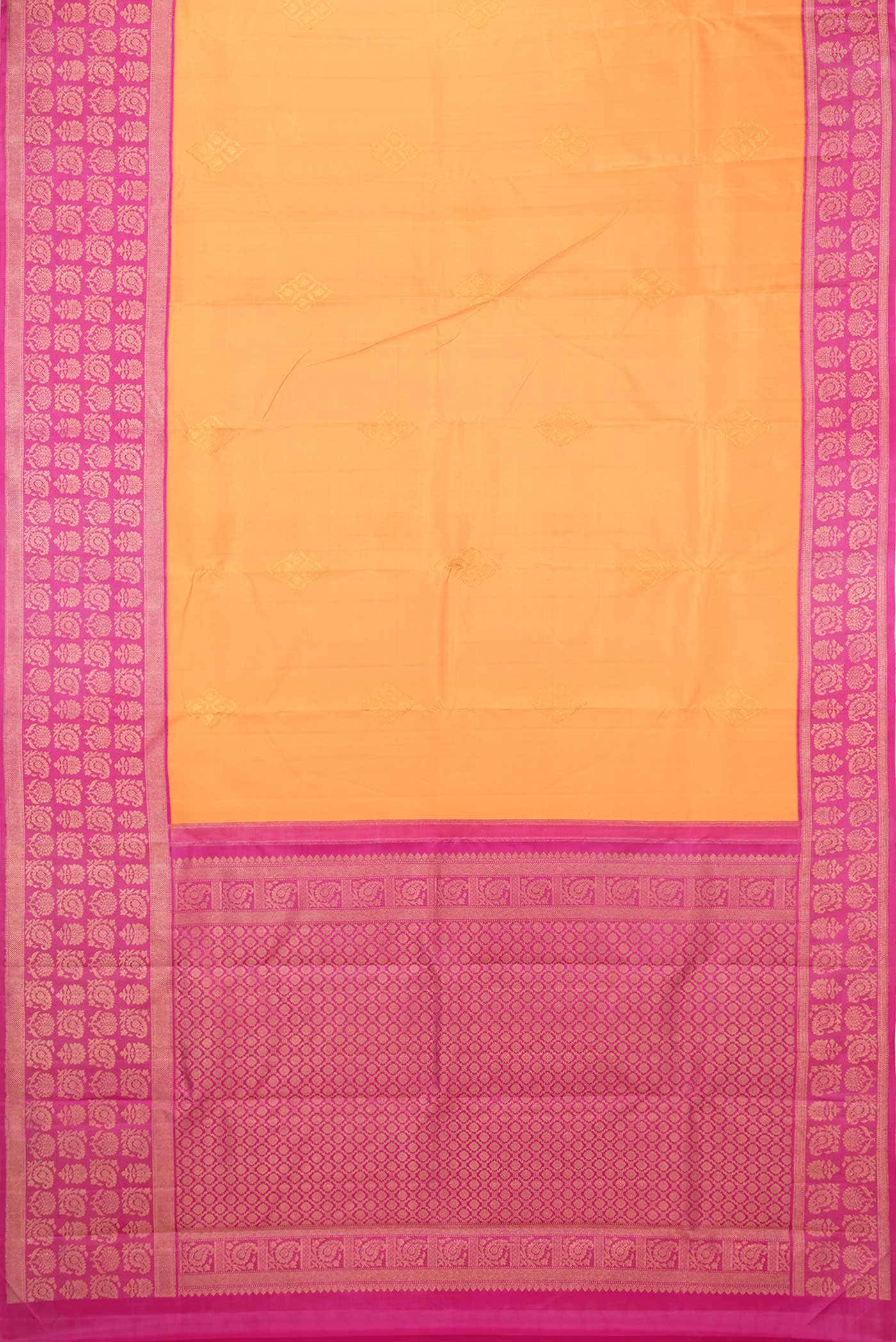 Pure Silk Pure Zari Orange Dual Tone Kanchipuram Saree