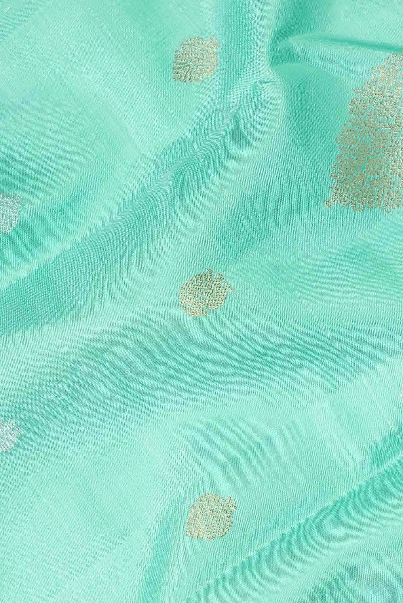 Pure Silk Pure Zari Sea Green Kanchipuram Saree