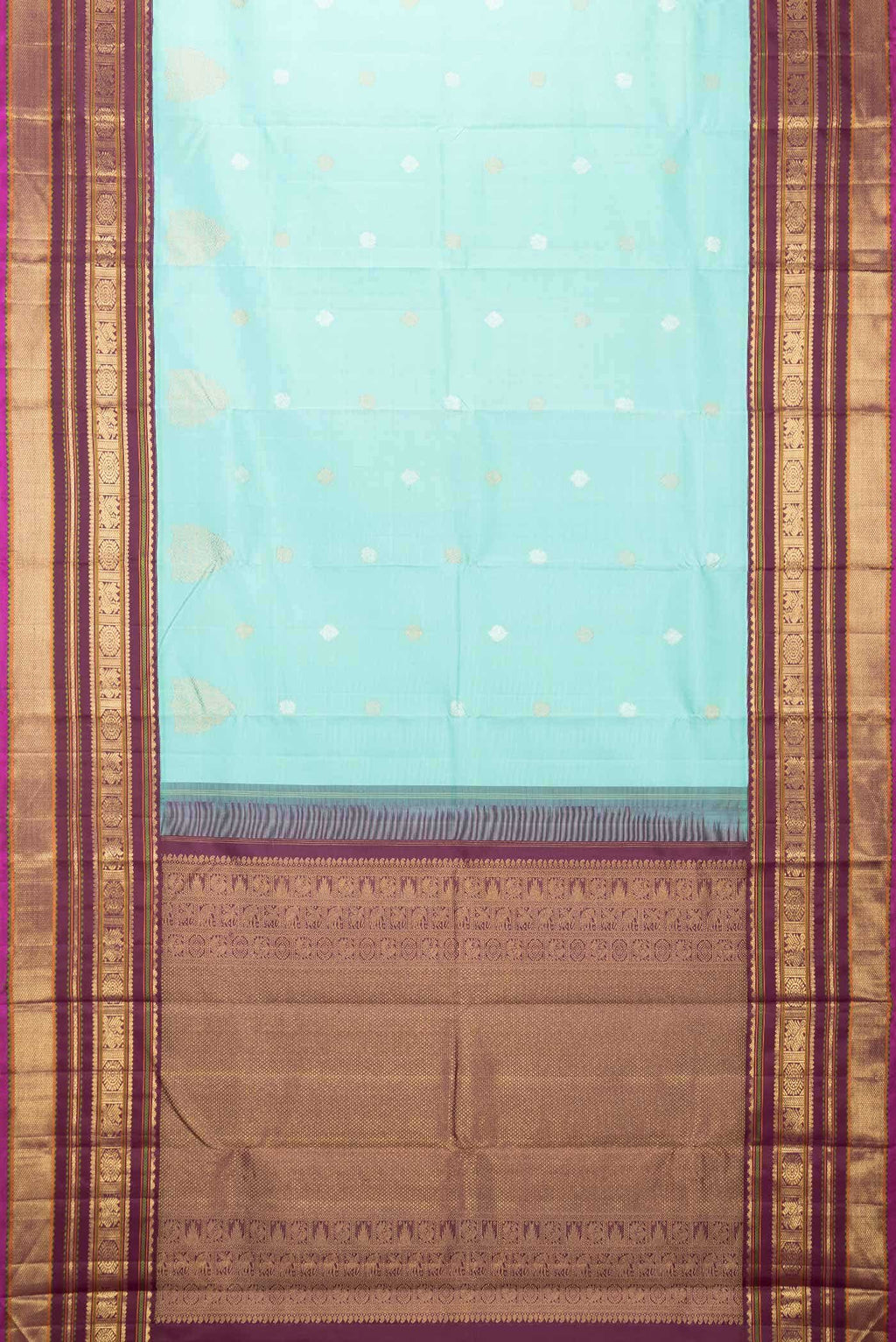 Pure Silk Pure Zari Sea Green Kanchipuram Saree