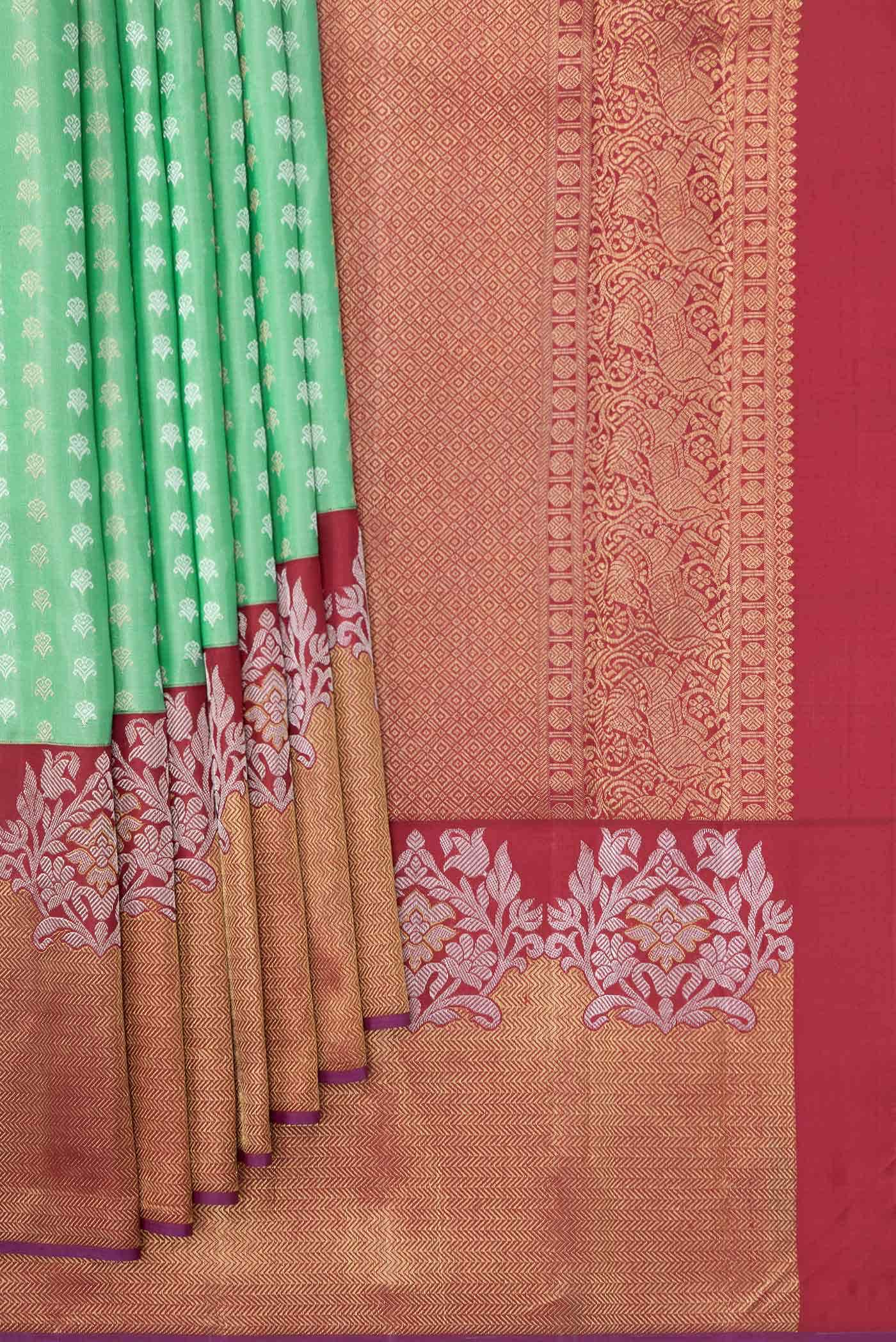 Pure Silk Pure Zari Sea Green Kanchipuram Saree