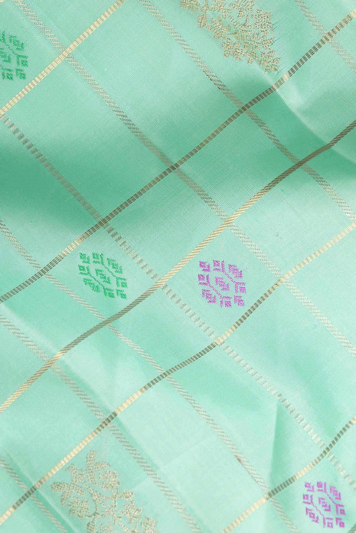 Pure Silk Pure Zari Sea Green Kanjivaram Saree