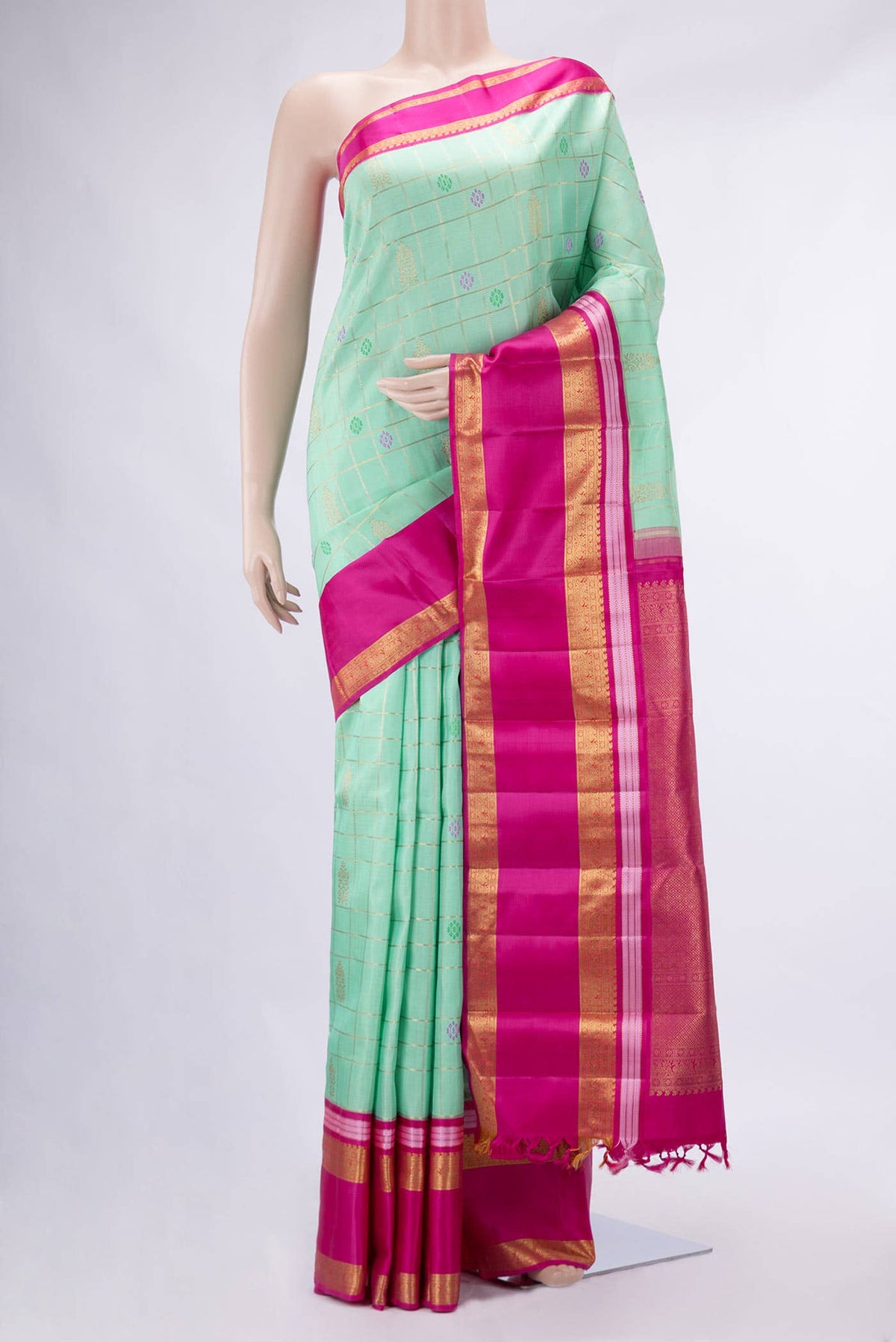 Pure Silk Pure Zari Sea Green Kanjivaram Saree