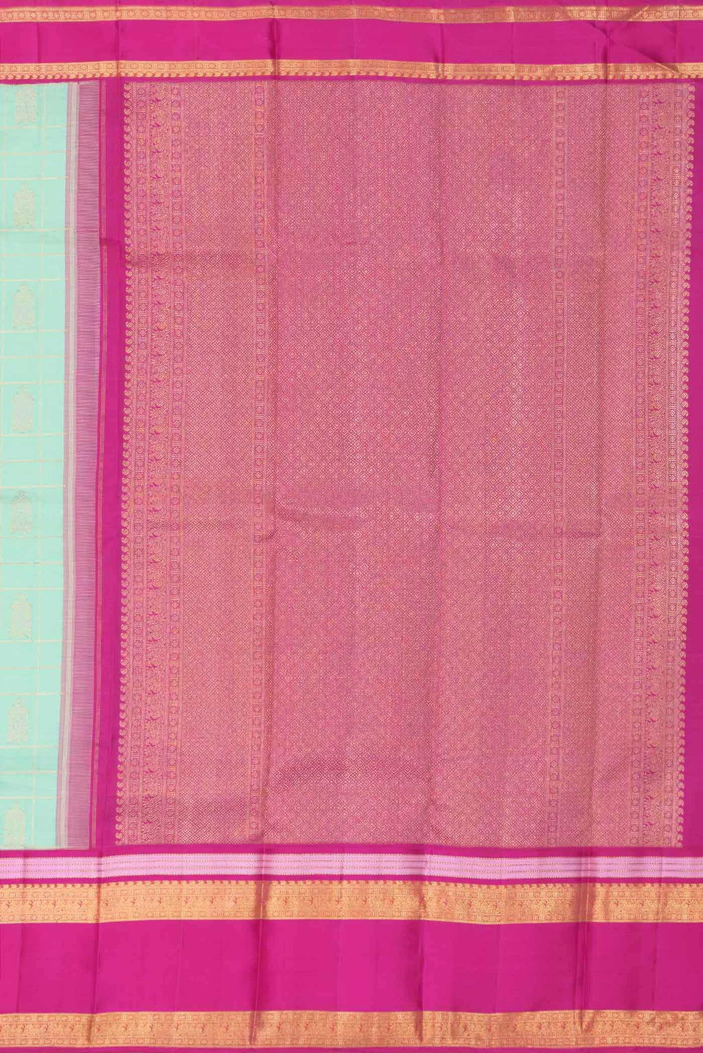 Pure Silk Pure Zari Sea Green Kanchipuram Saree