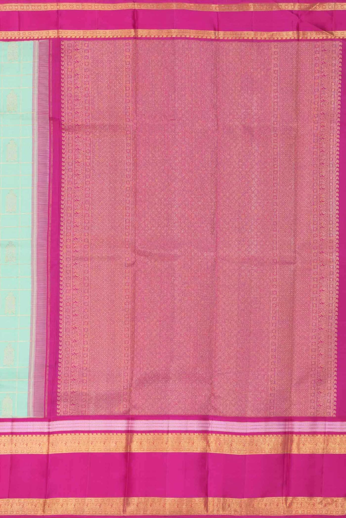 Pure Silk Pure Zari Sea Green Kanjivaram Saree