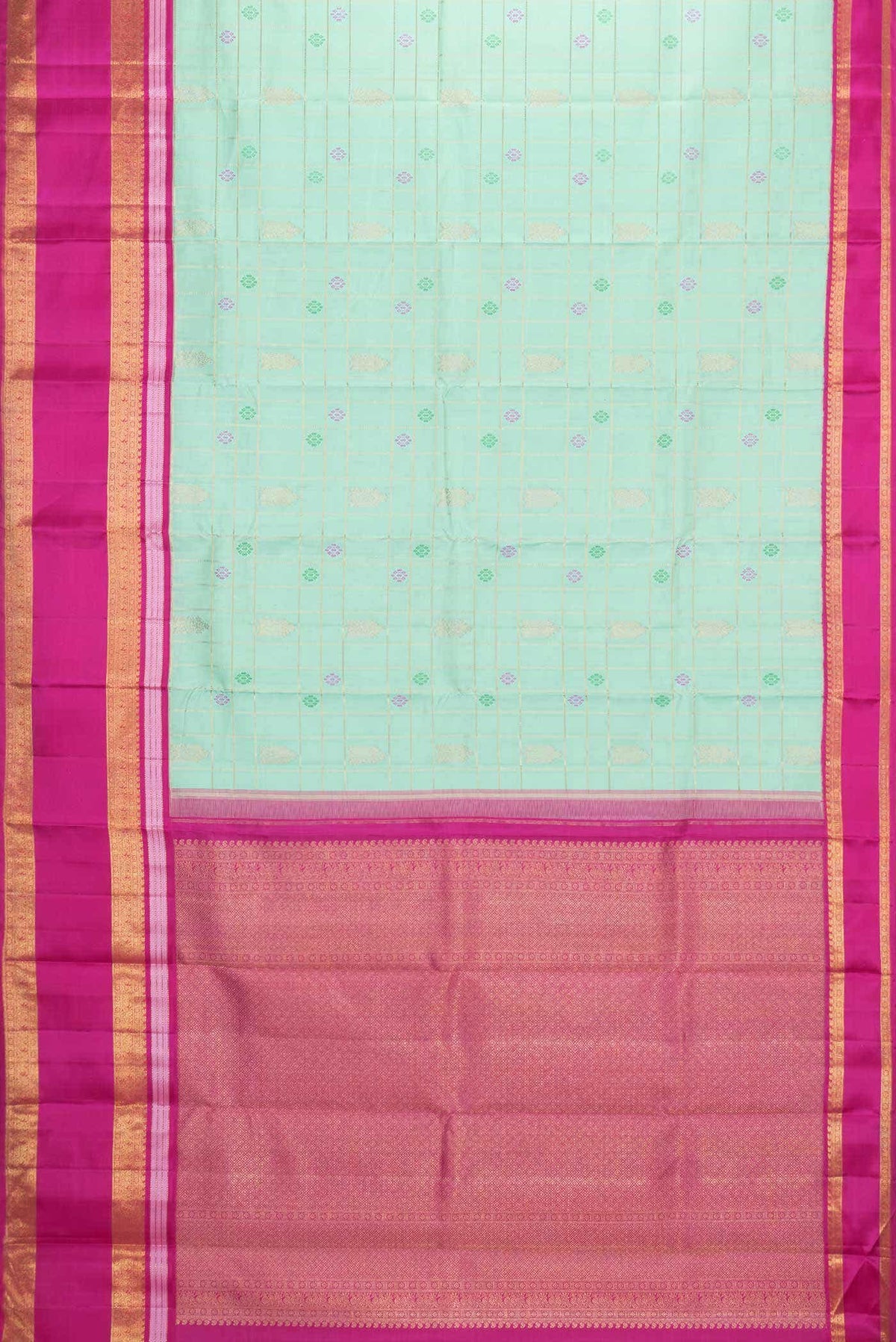 Pure Silk Pure Zari Sea Green Kanjivaram Saree