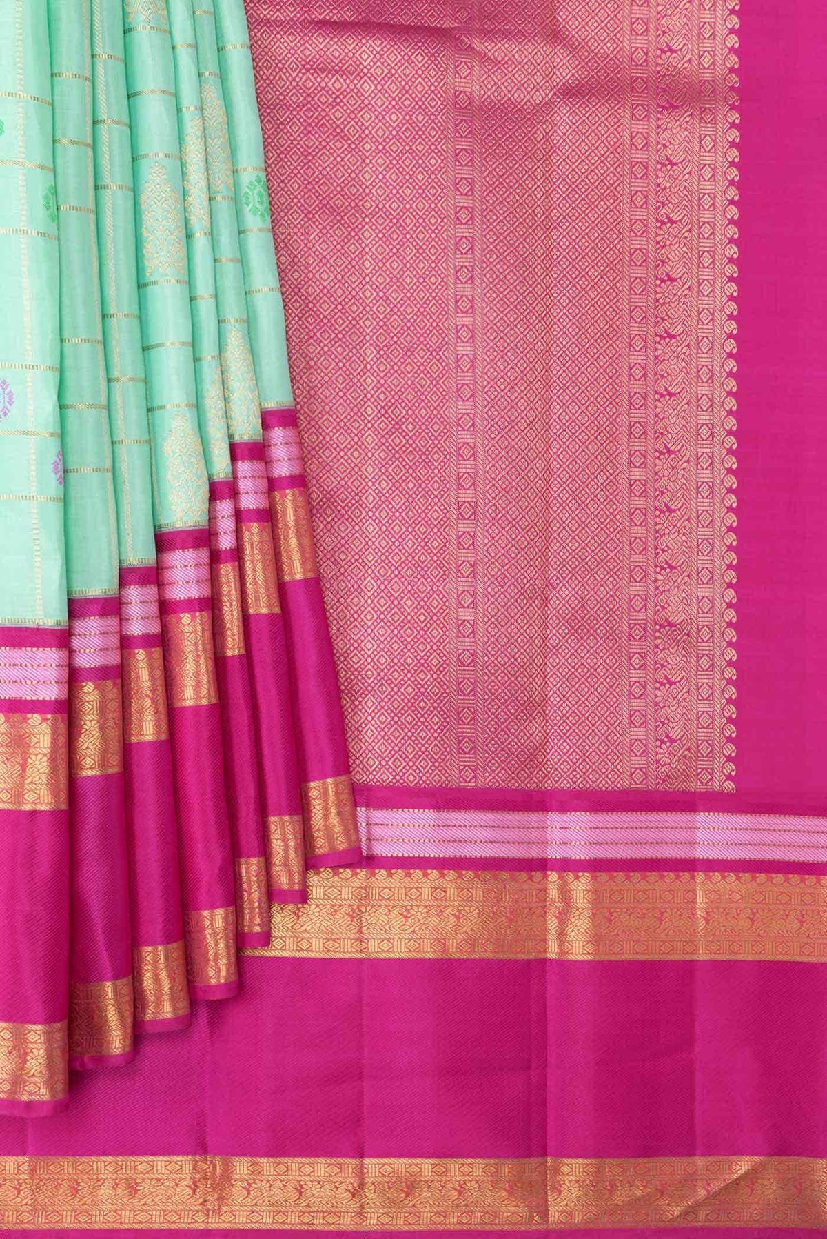 Pure Silk Pure Zari Sea Green Kanjivaram Saree