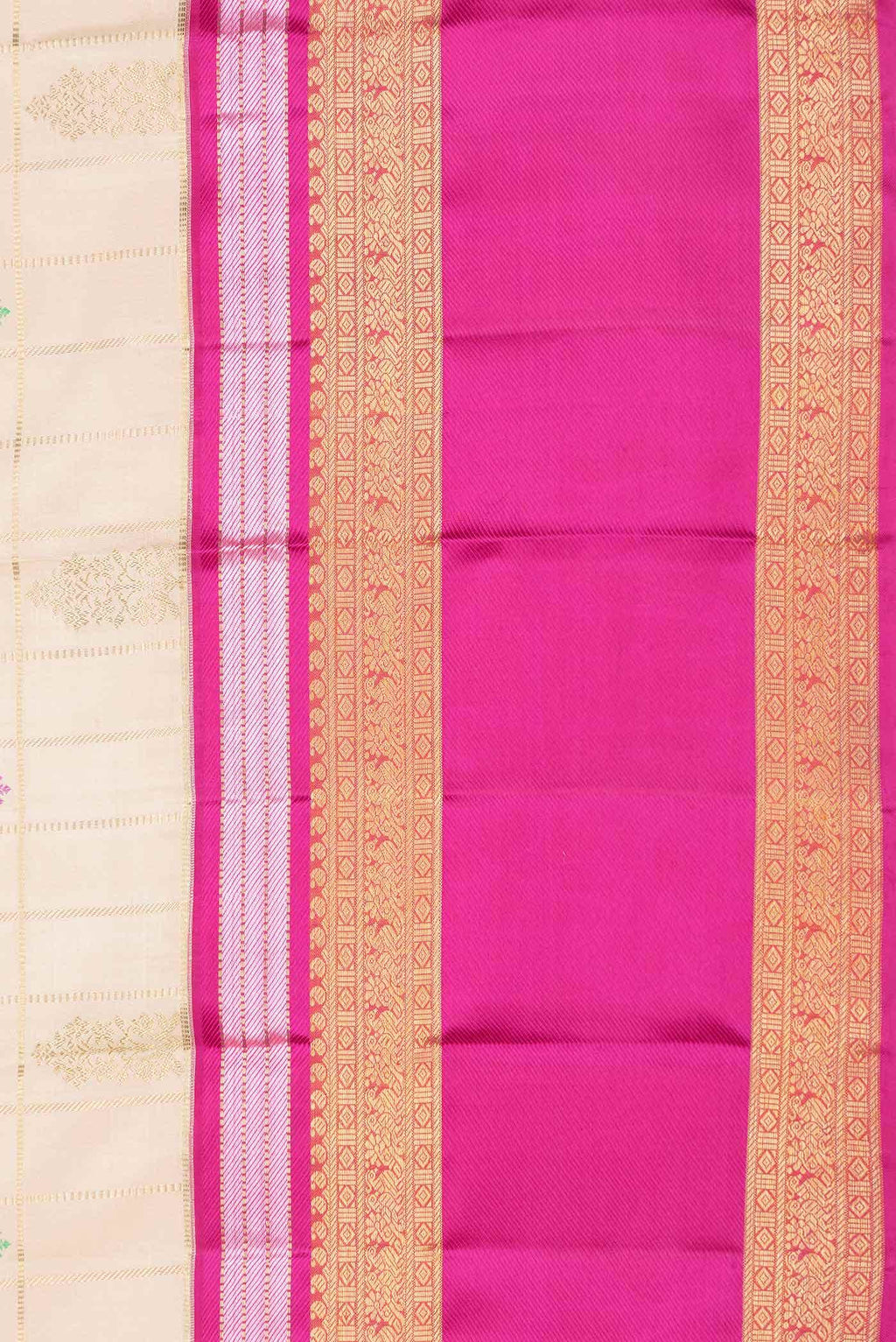 Pure Silk Pure Zari Beige Kanchipuram Saree