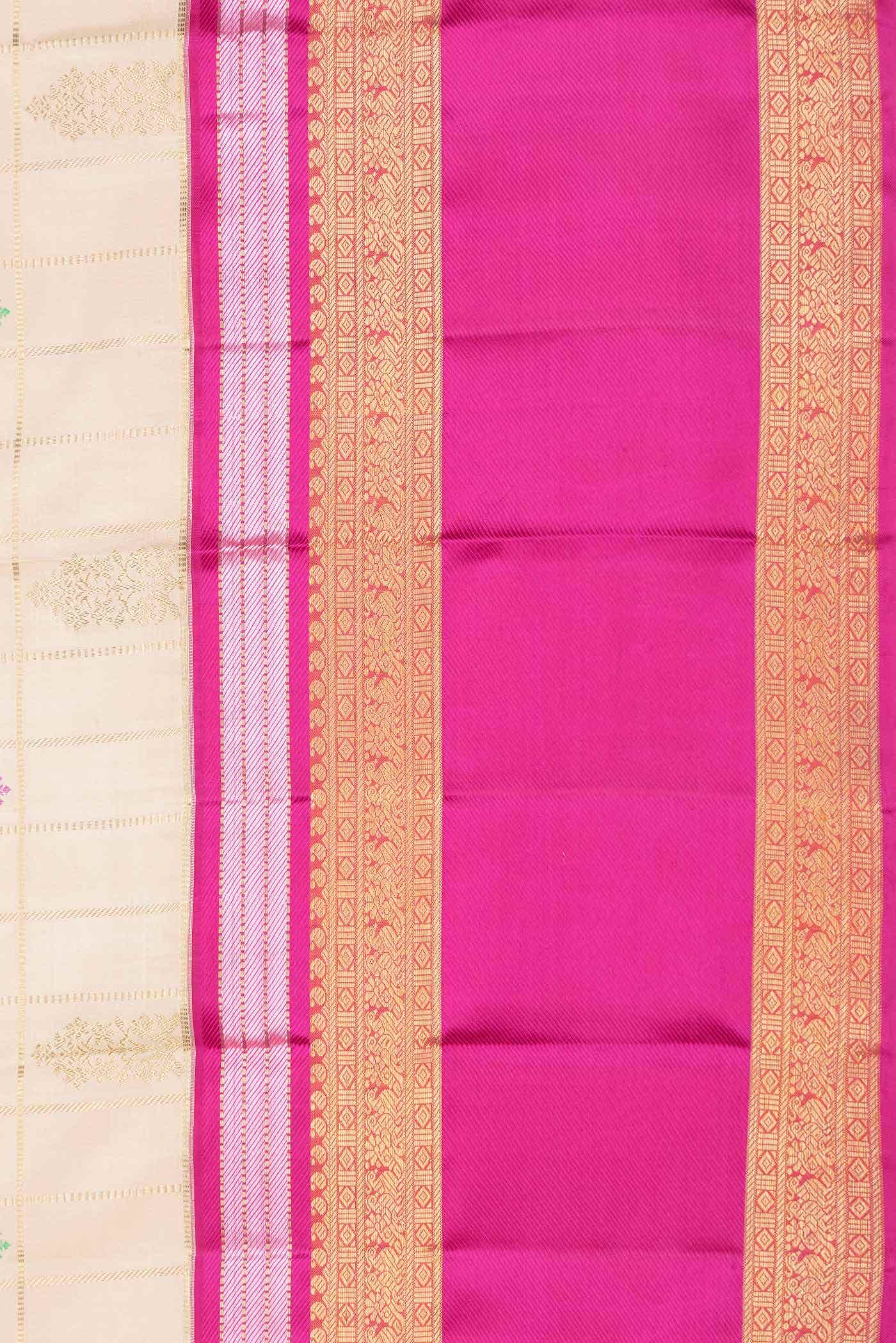 Pure Silk Pure Zari Beige Kanchipuram Saree