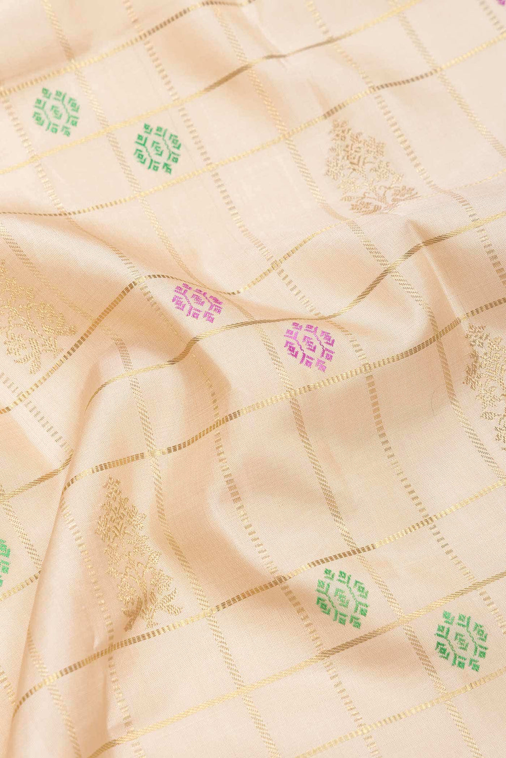 Pure Silk Pure Zari Beige Kanchipuram Saree