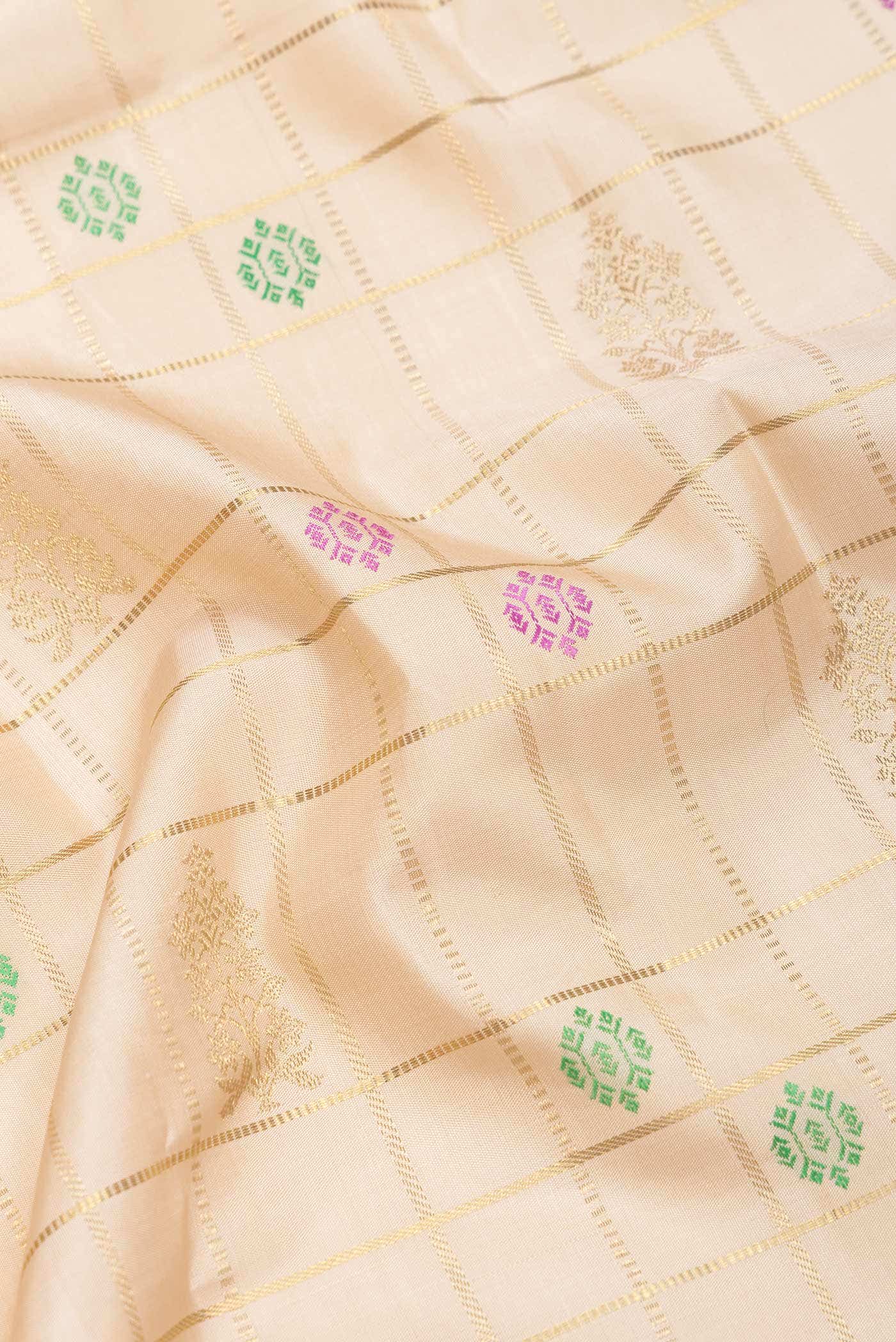 Pure Silk Pure Zari Beige Kanchipuram Saree