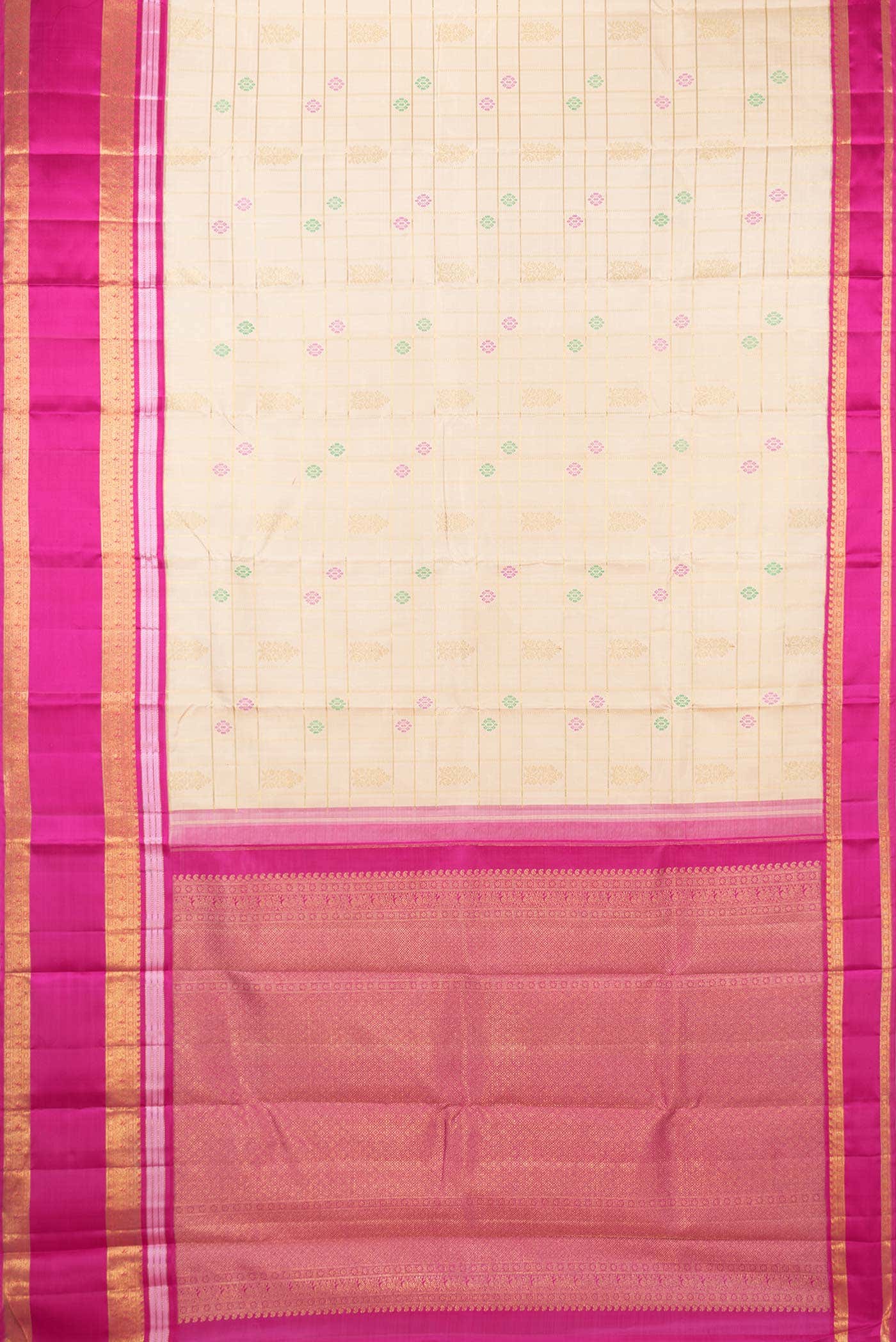 Pure Silk Pure Zari Beige Kanchipuram Saree