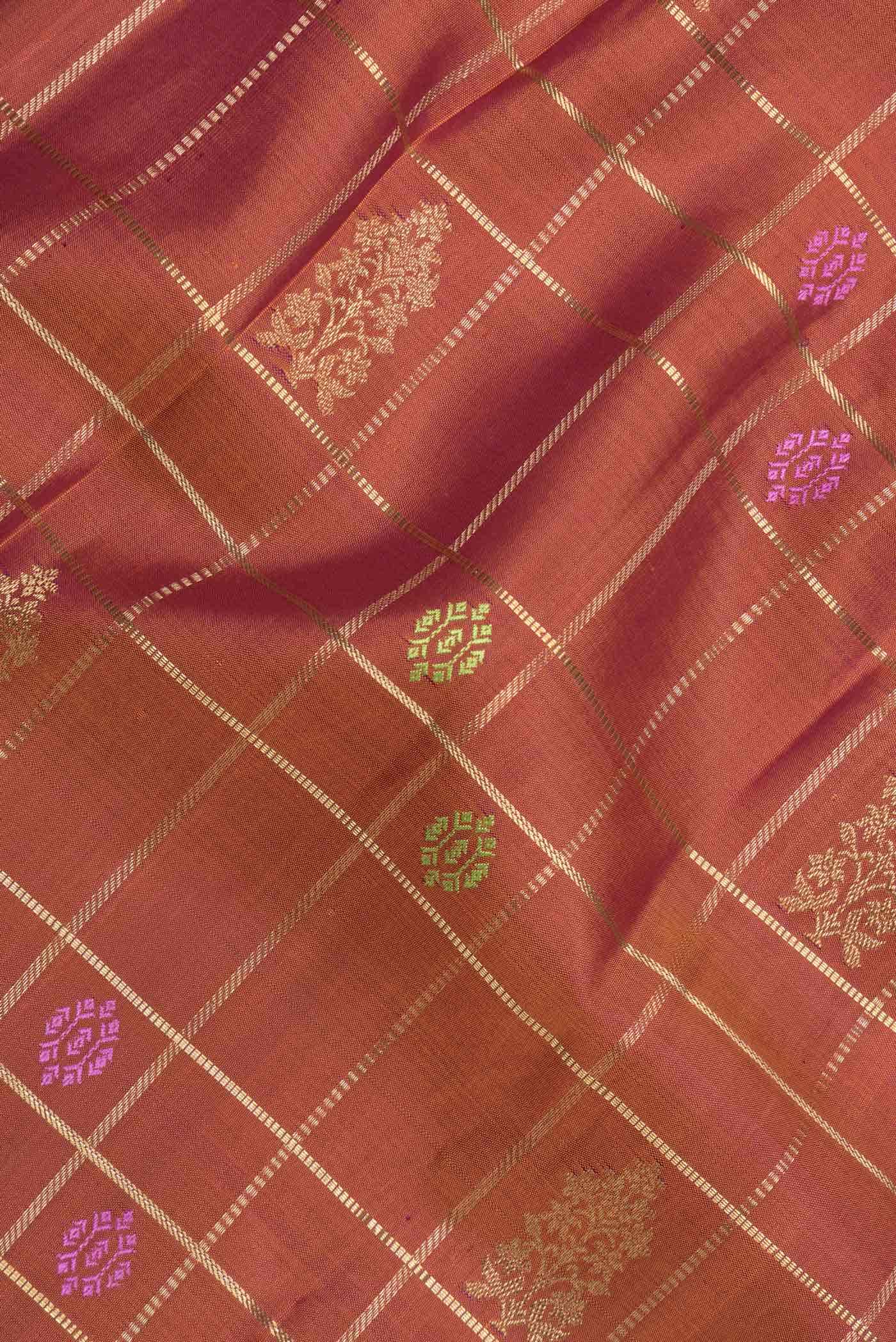 Pure Silk Pure Zari Bronze Dual Tone Kanchipuram Saree