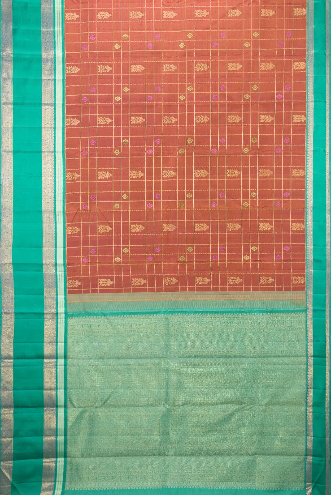 Pure Silk Pure Zari Bronze Dual Tone Kanchipuram Saree