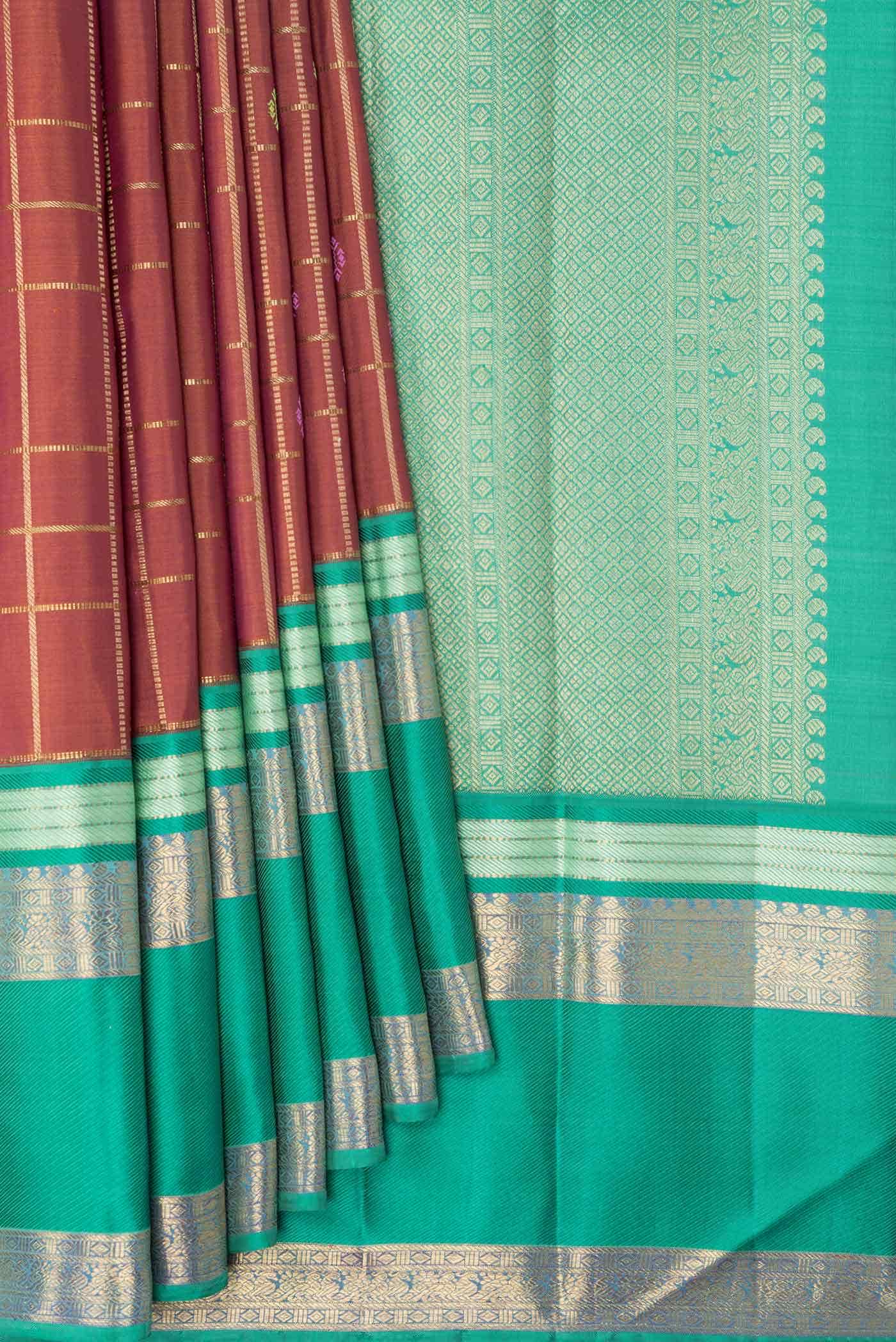 Pure Silk Pure Zari Bronze Dual Tone Kanchipuram Saree