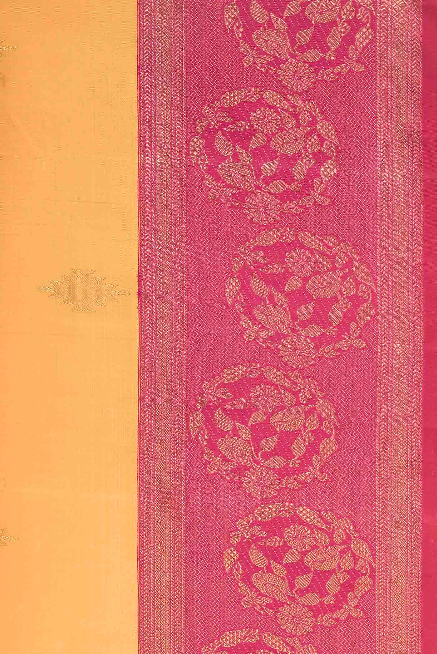 Pure Silk Pure Zari Orange Dual Tone Kanchipuram Saree