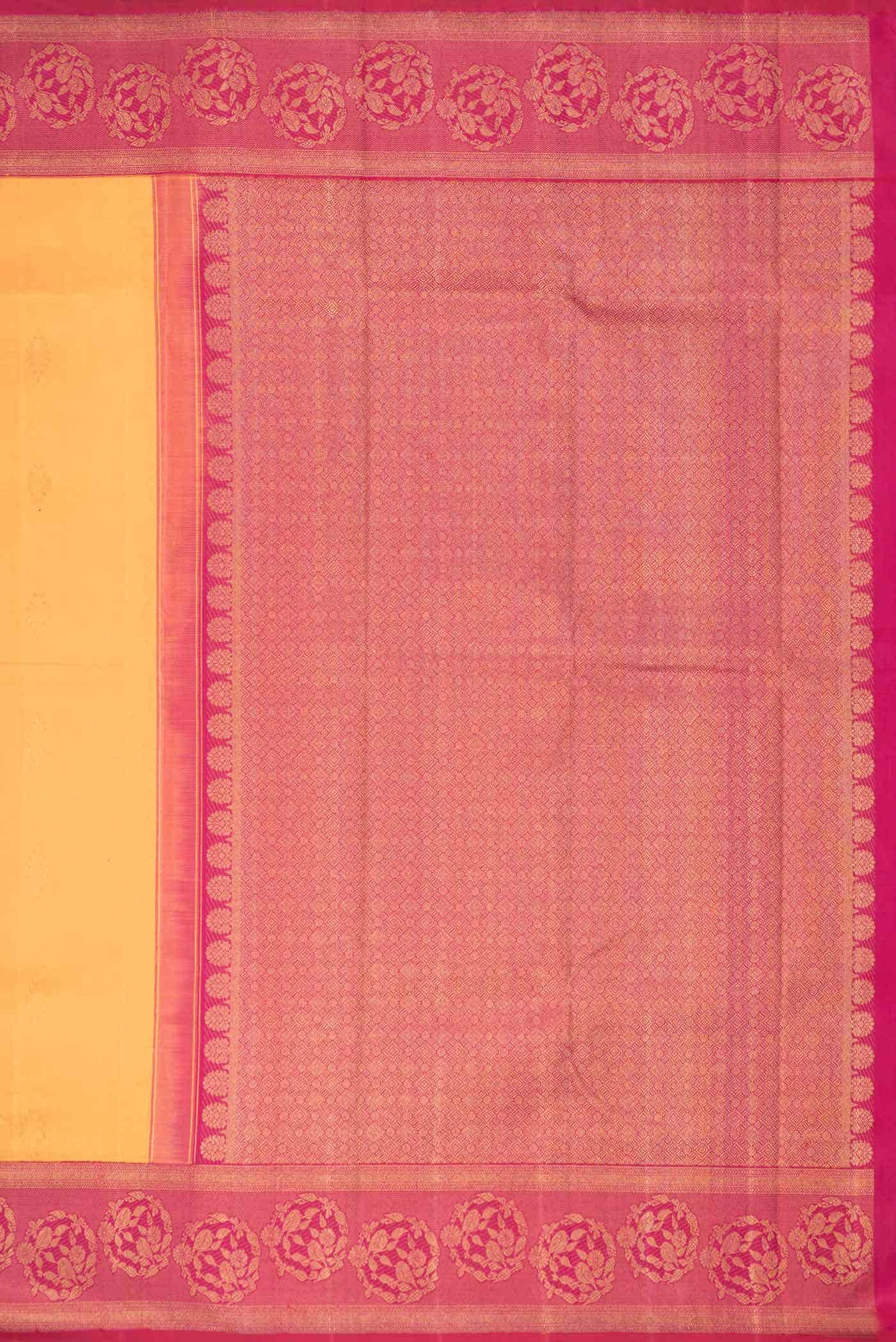 Pure Silk Pure Zari Orange Dual Tone Kanchipuram Saree