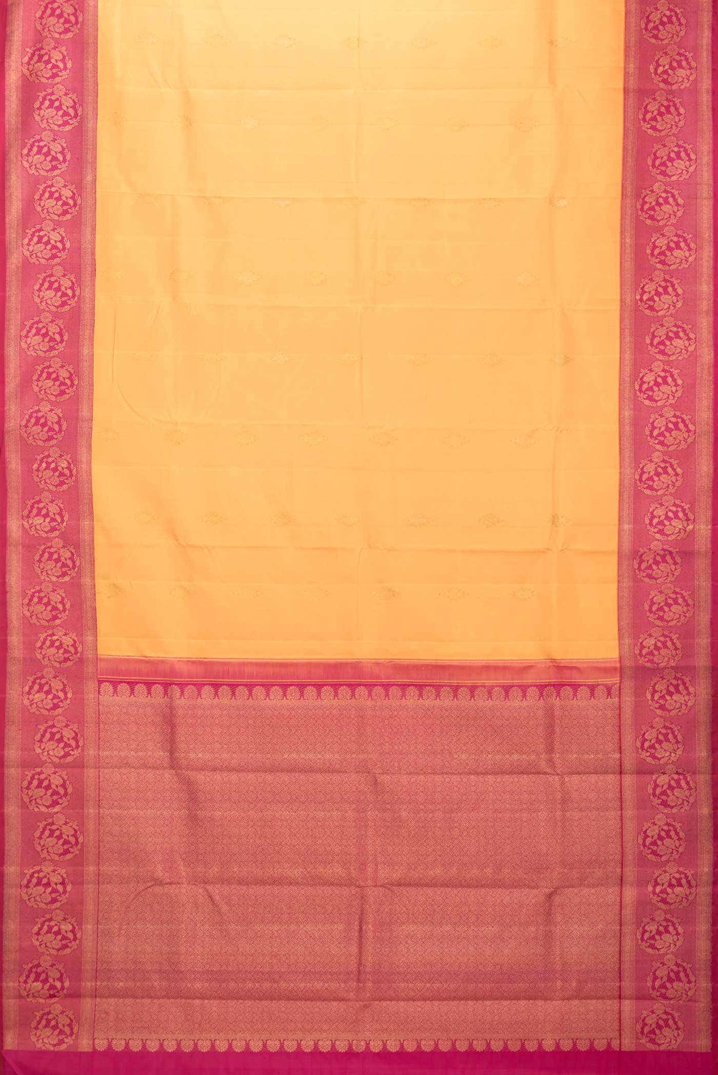Pure Silk Pure Zari Orange Dual Tone Kanchipuram Saree