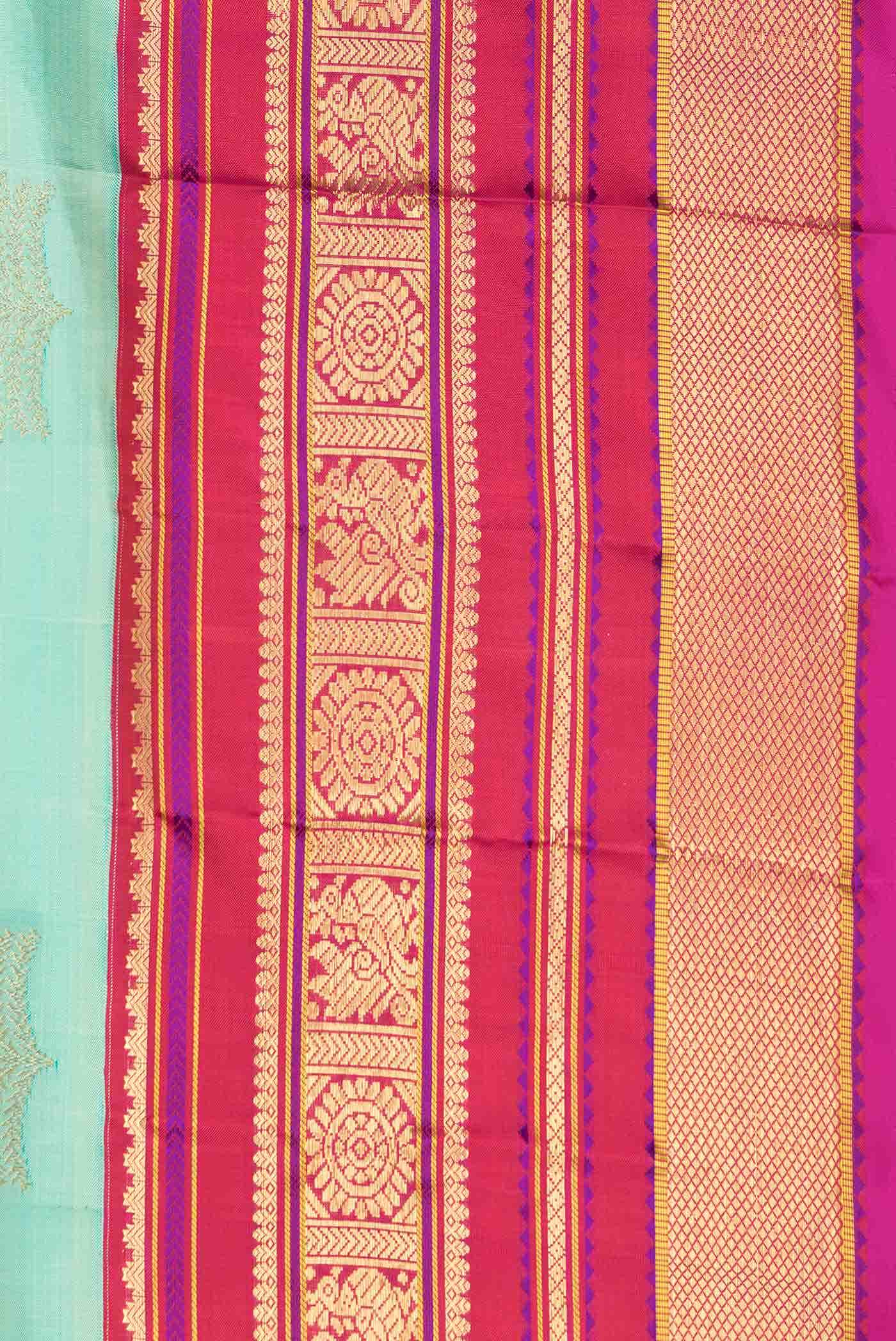 Pure Silk Pure Zari Sea Green Dual Tone Kanchipuram Saree