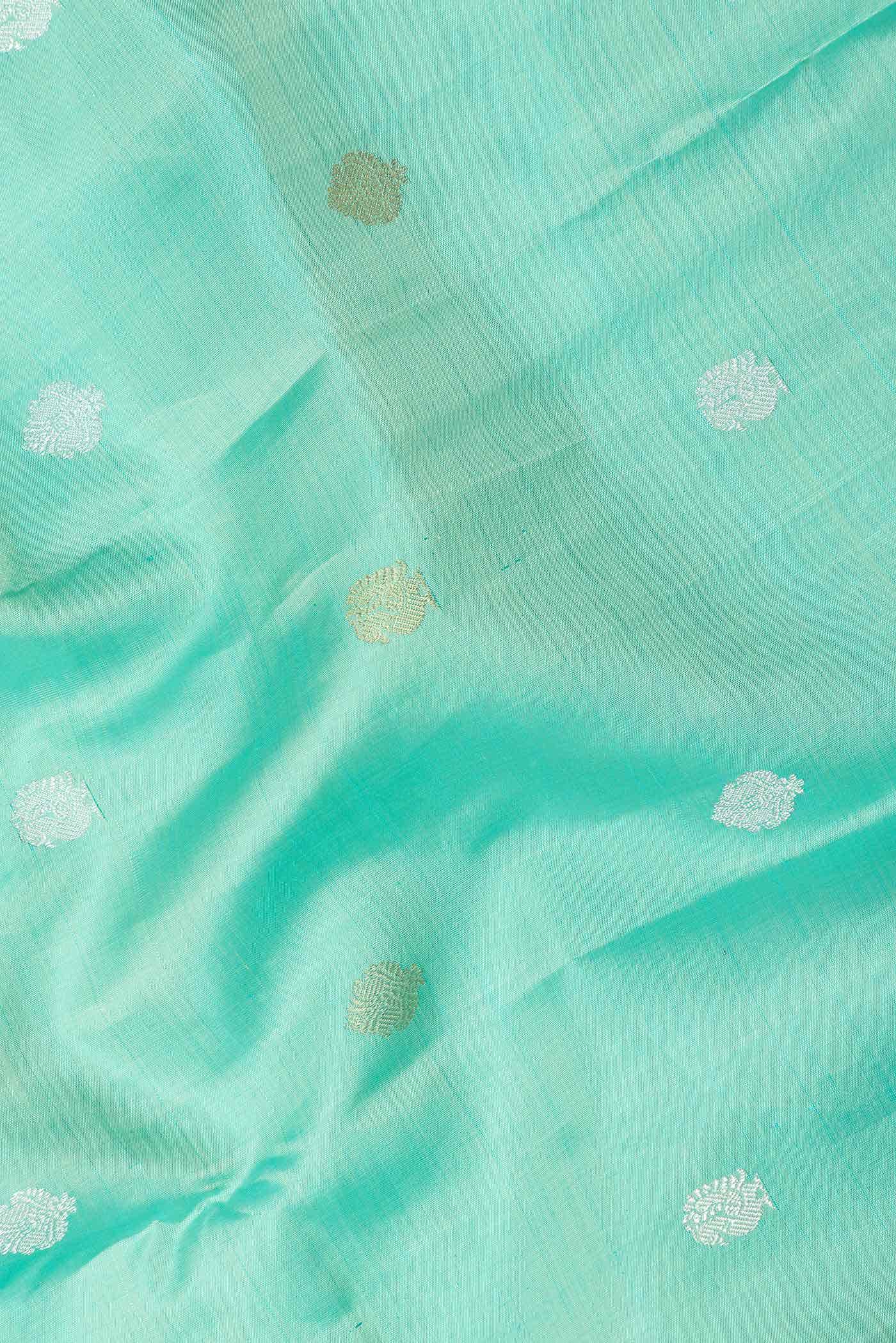 Pure Silk Pure Zari Sea Green Dual Tone Kanchipuram Saree