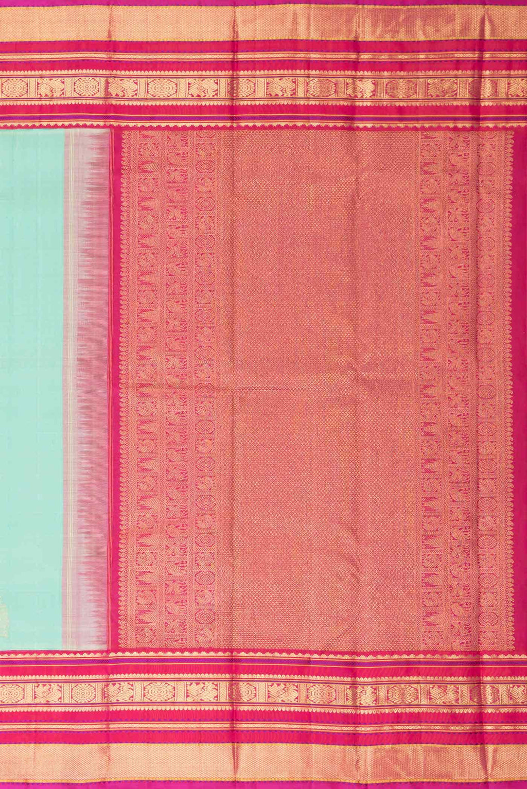 Pure Silk Pure Zari Sea Green Dual Tone Kanchipuram Saree