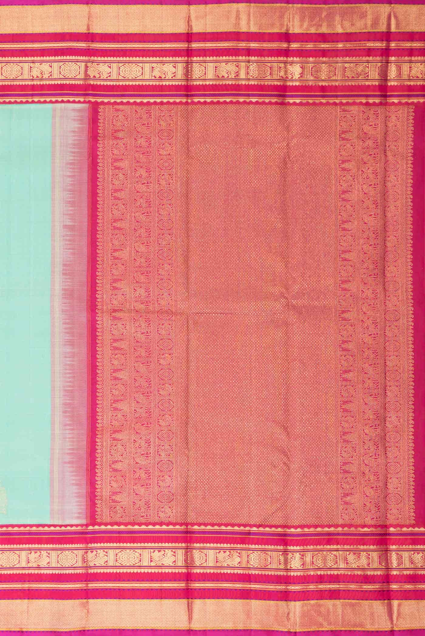 Pure Silk Pure Zari Sea Green Dual Tone Kanchipuram Saree