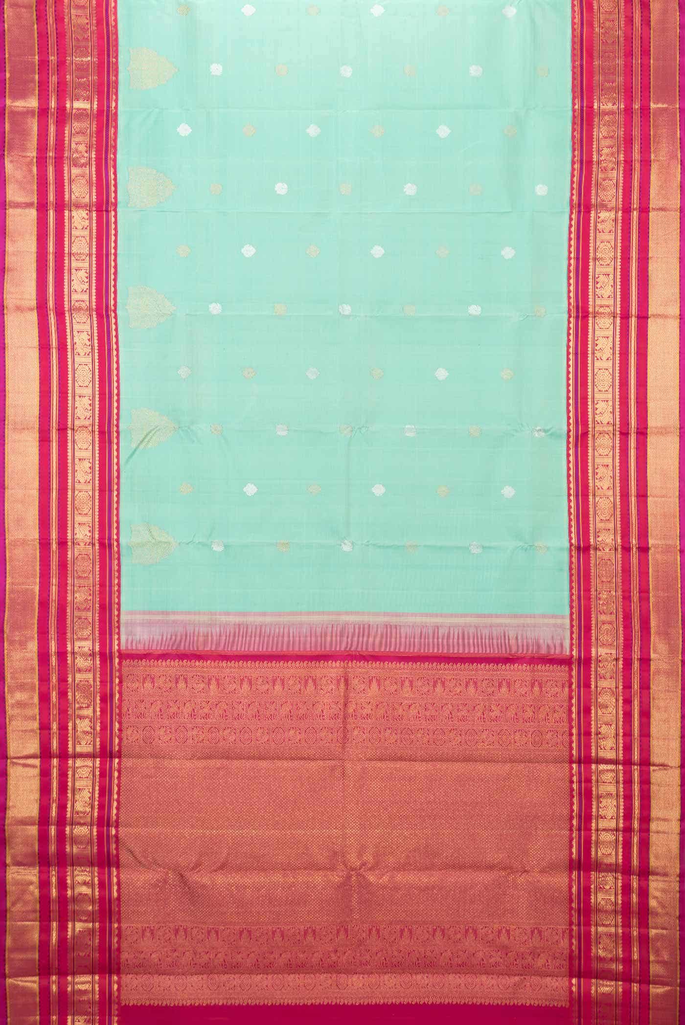Pure Silk Pure Zari Sea Green Dual Tone Kanchipuram Saree