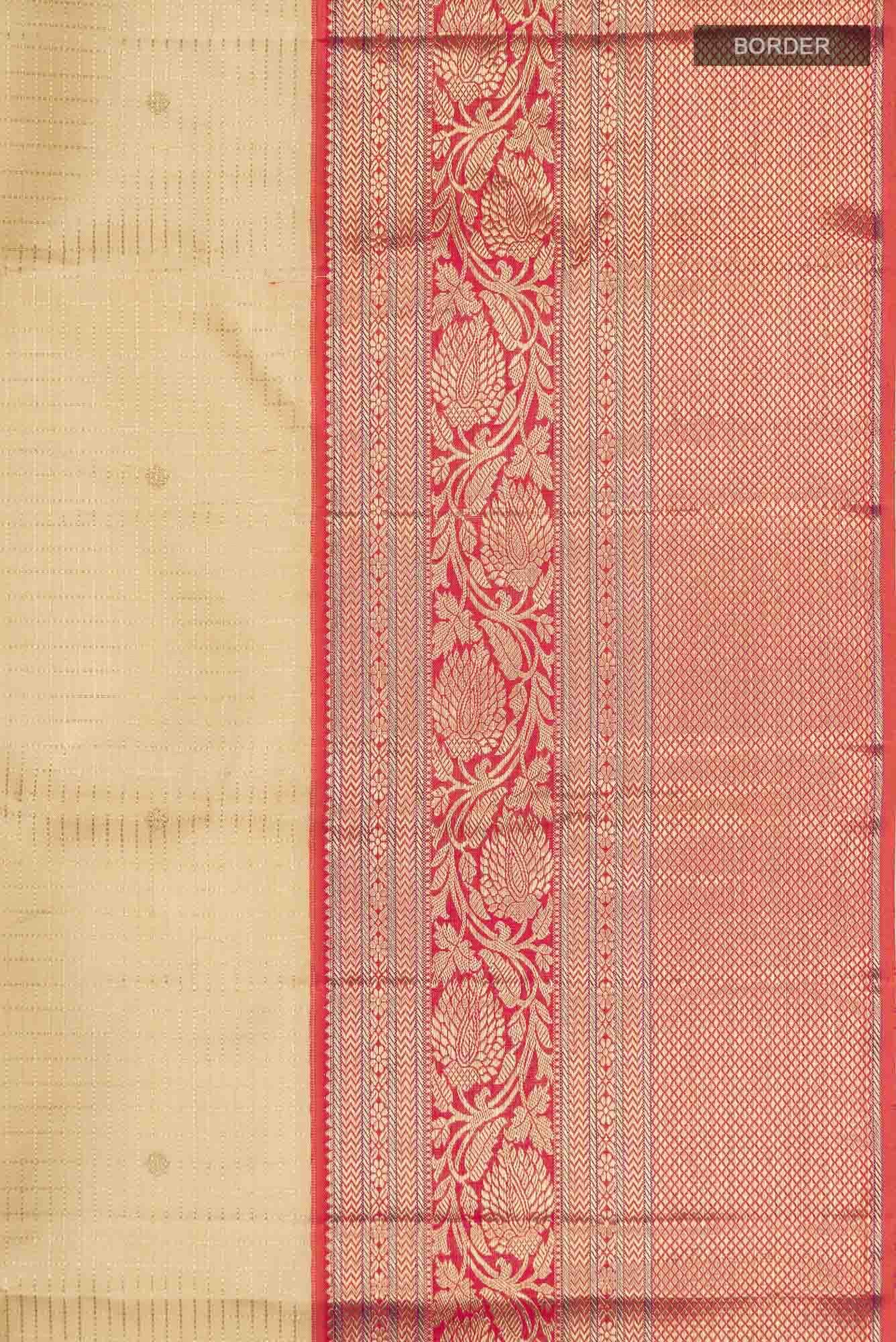 Pure Silk Pure Zari Beige Kanchipuram Saree