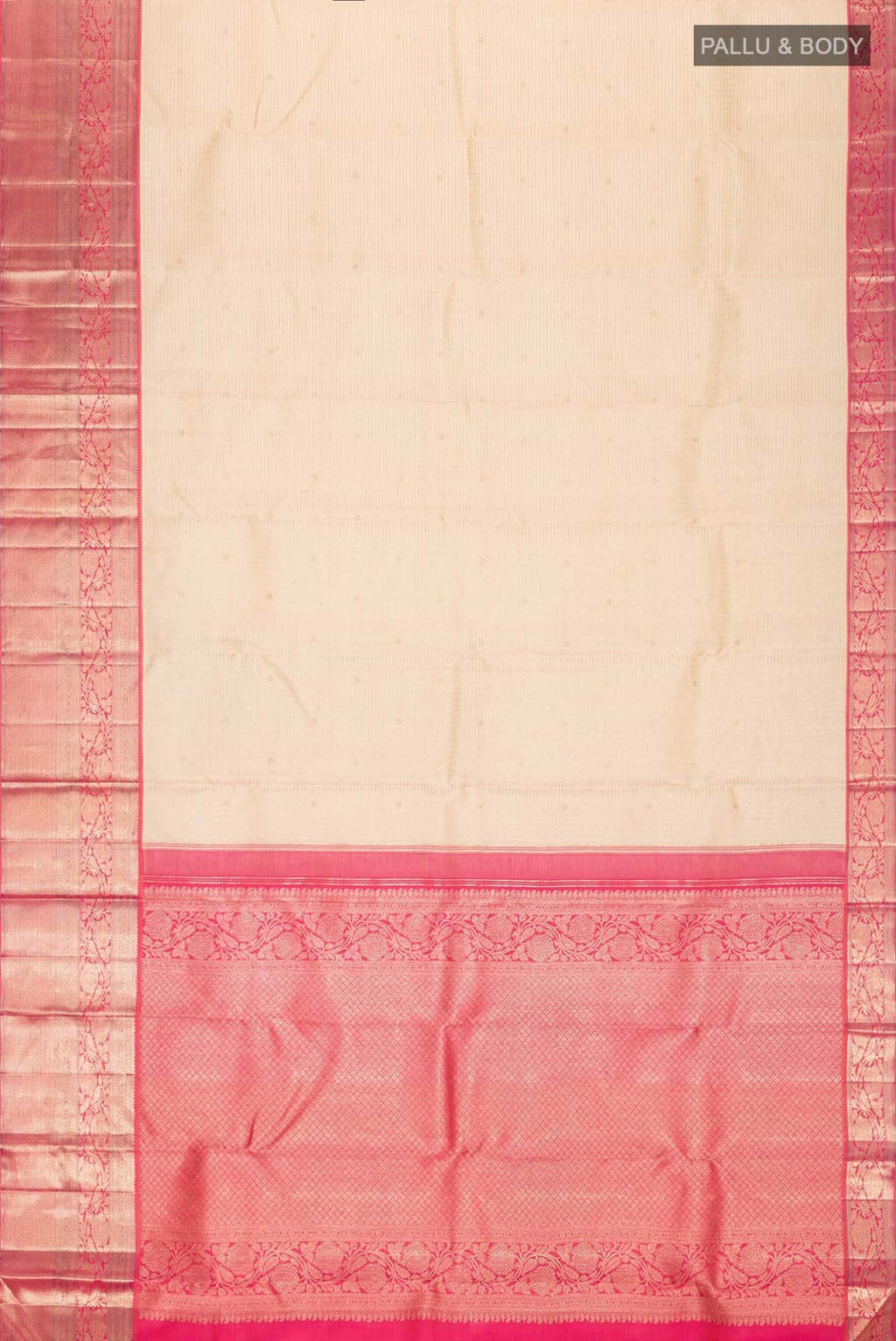 Pure Silk Pure Zari Beige Kanchipuram Saree