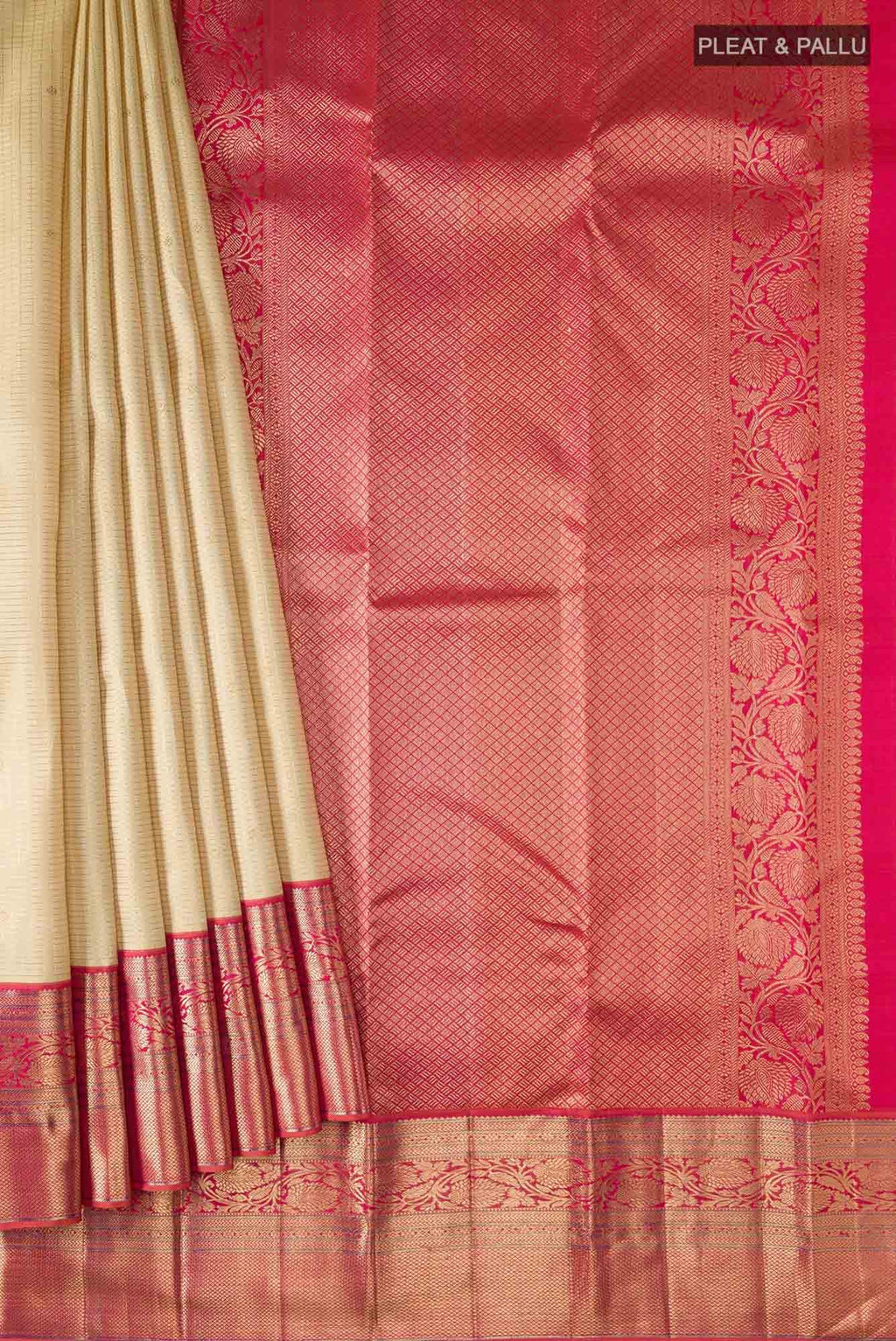 Pure Silk Pure Zari Beige Kanchipuram Saree