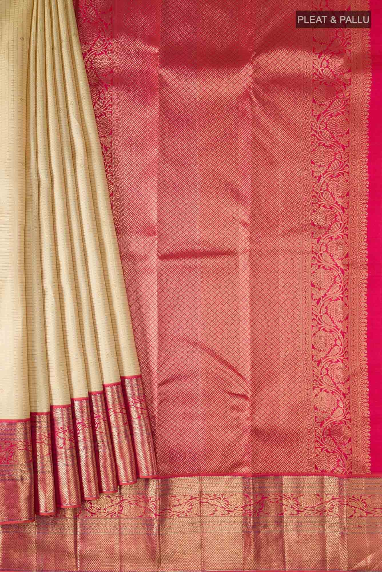 Pure Silk Pure Zari Beige Kanchipuram Saree