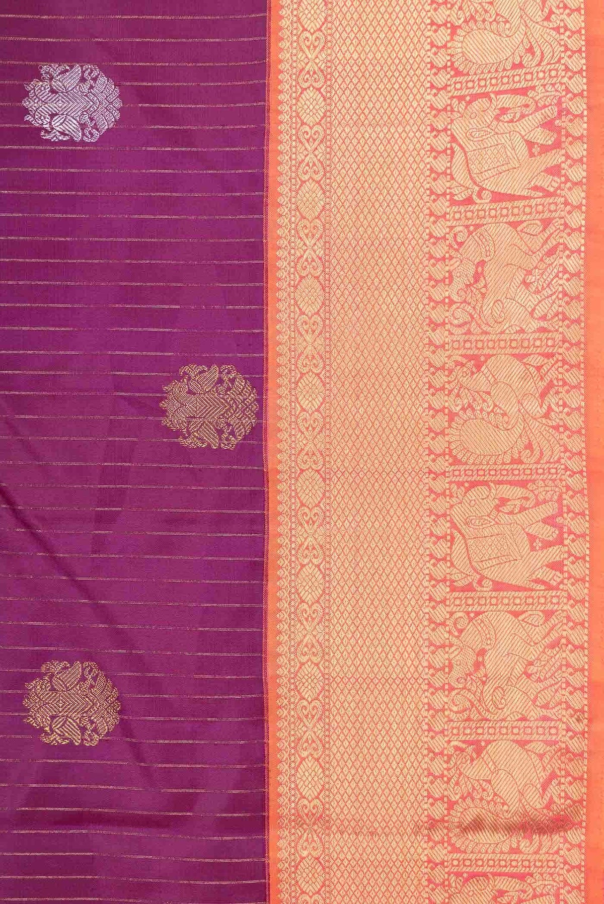 Pure Silk Pure Zari Purple Dual Tone Kanjivaram Saree