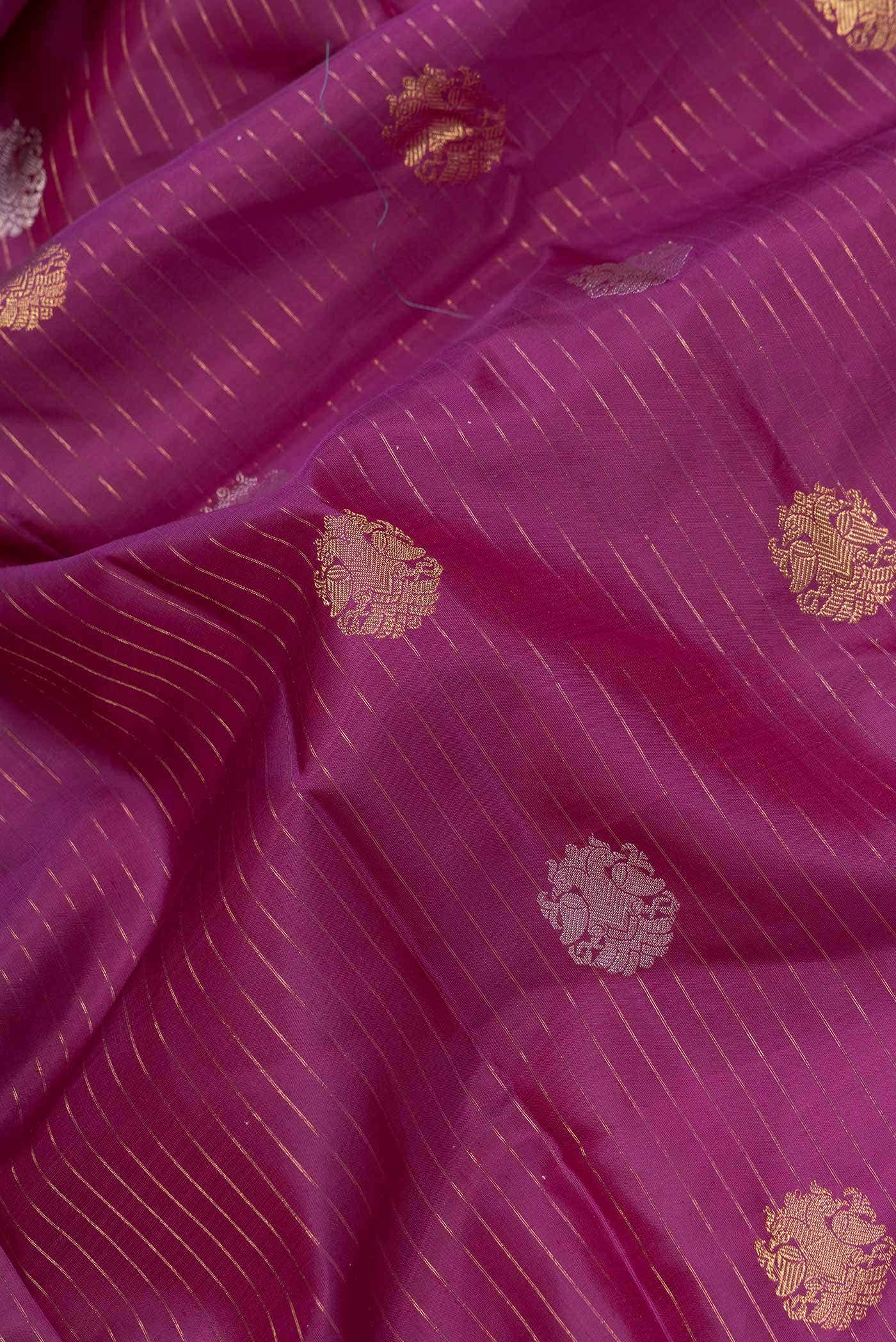 Pure Silk Pure Zari Purple Dual Tone Kanchipuram Saree
