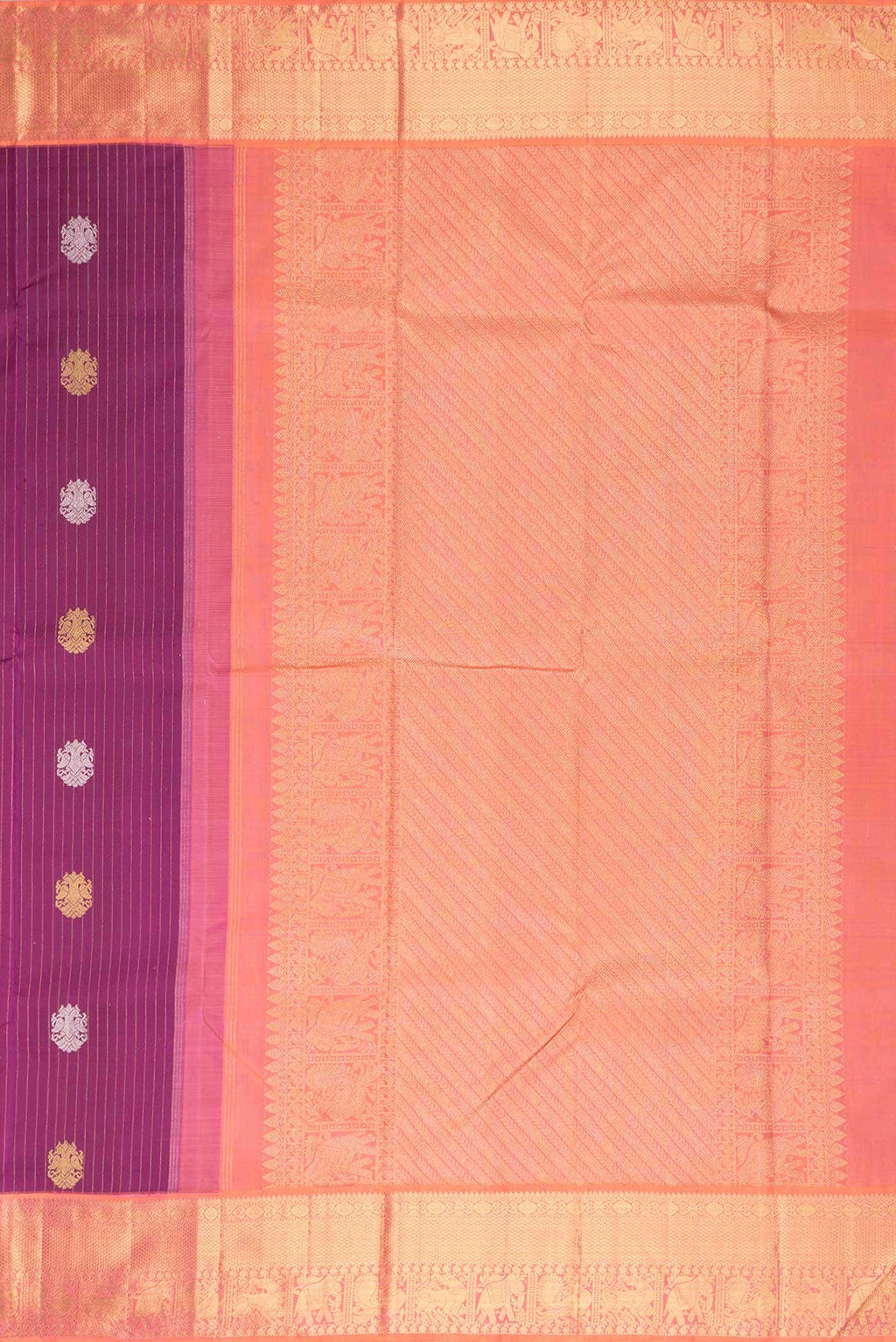 Pure Silk Pure Zari Purple Dual Tone Kanchipuram Saree
