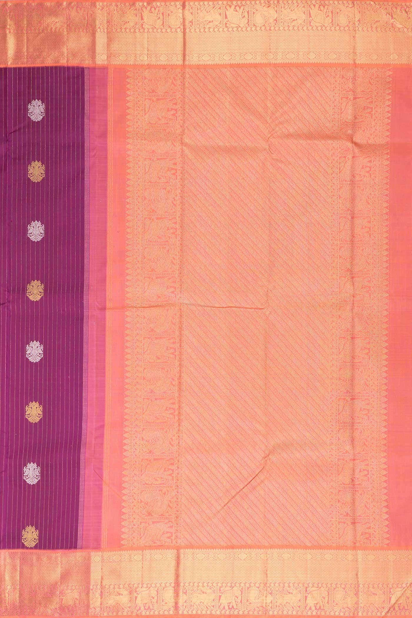 Pure Silk Pure Zari Purple Dual Tone Kanchipuram Saree