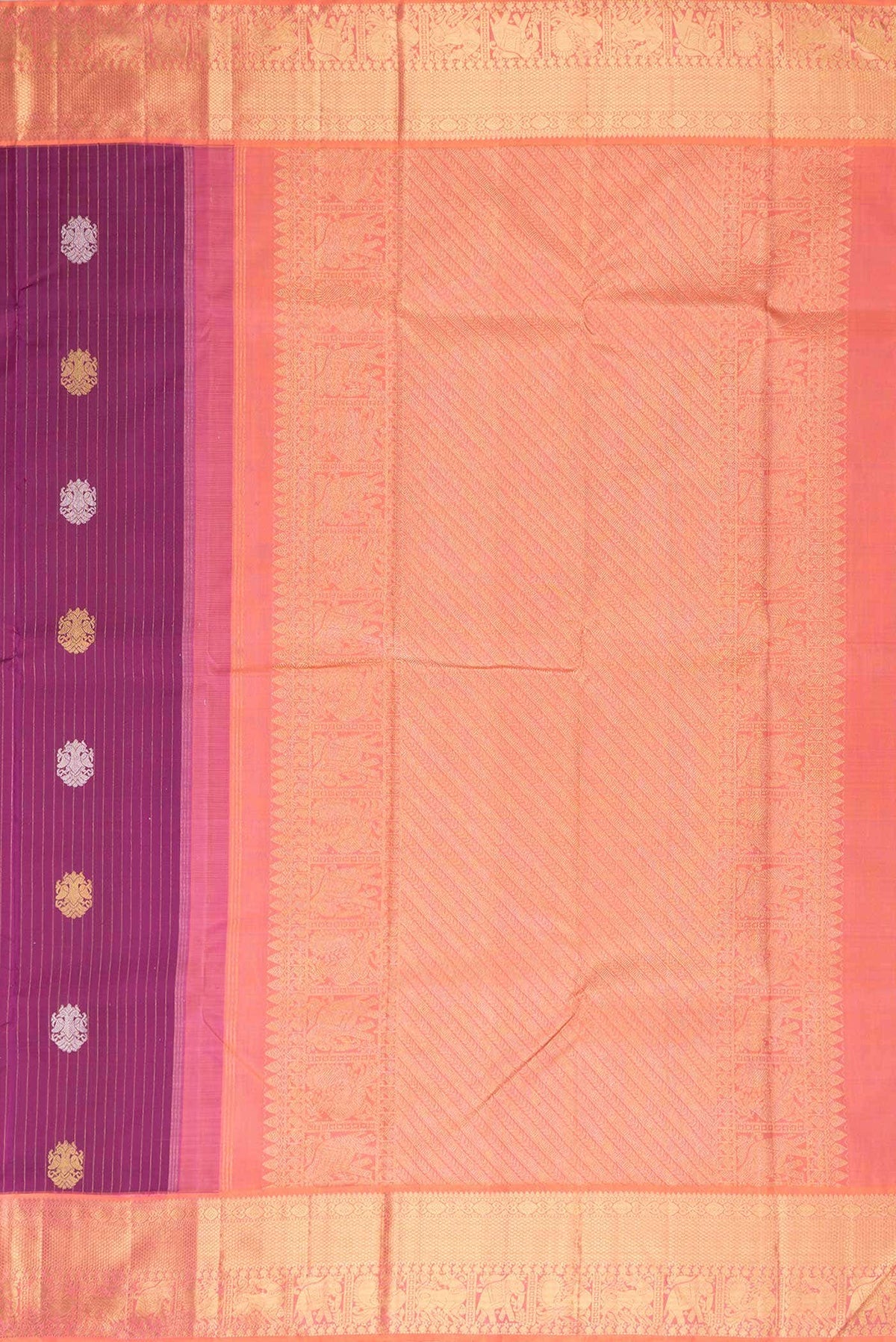 Pure Silk Pure Zari Purple Dual Tone Kanjivaram Saree