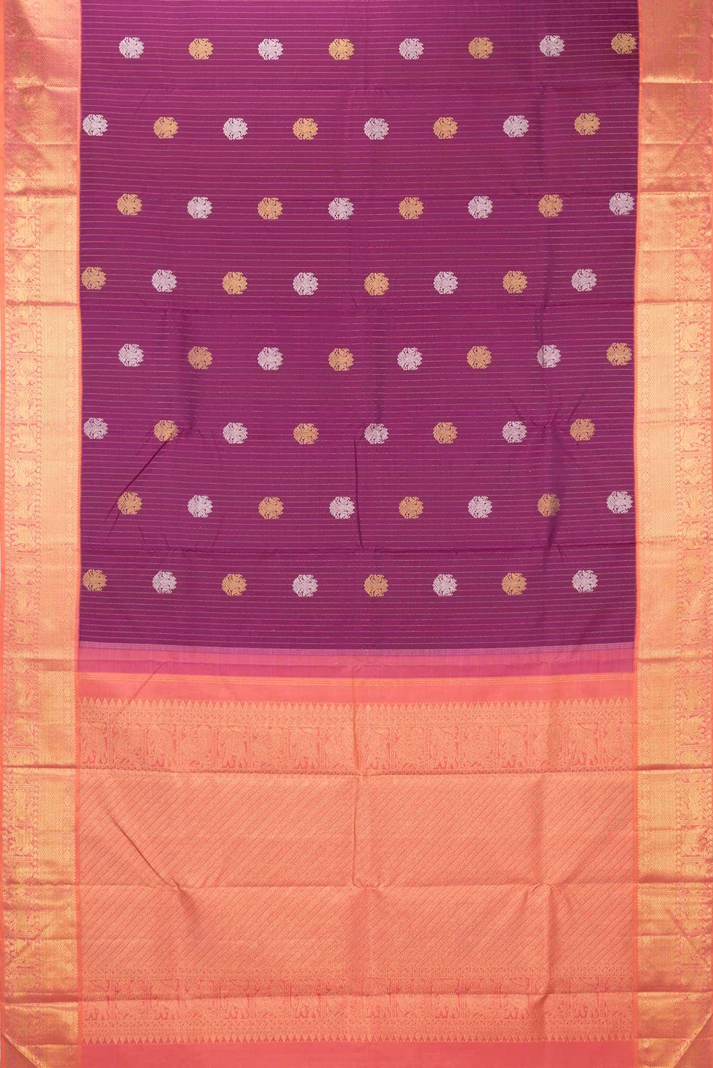 Pure Silk Pure Zari Purple Dual Tone Kanchipuram Saree
