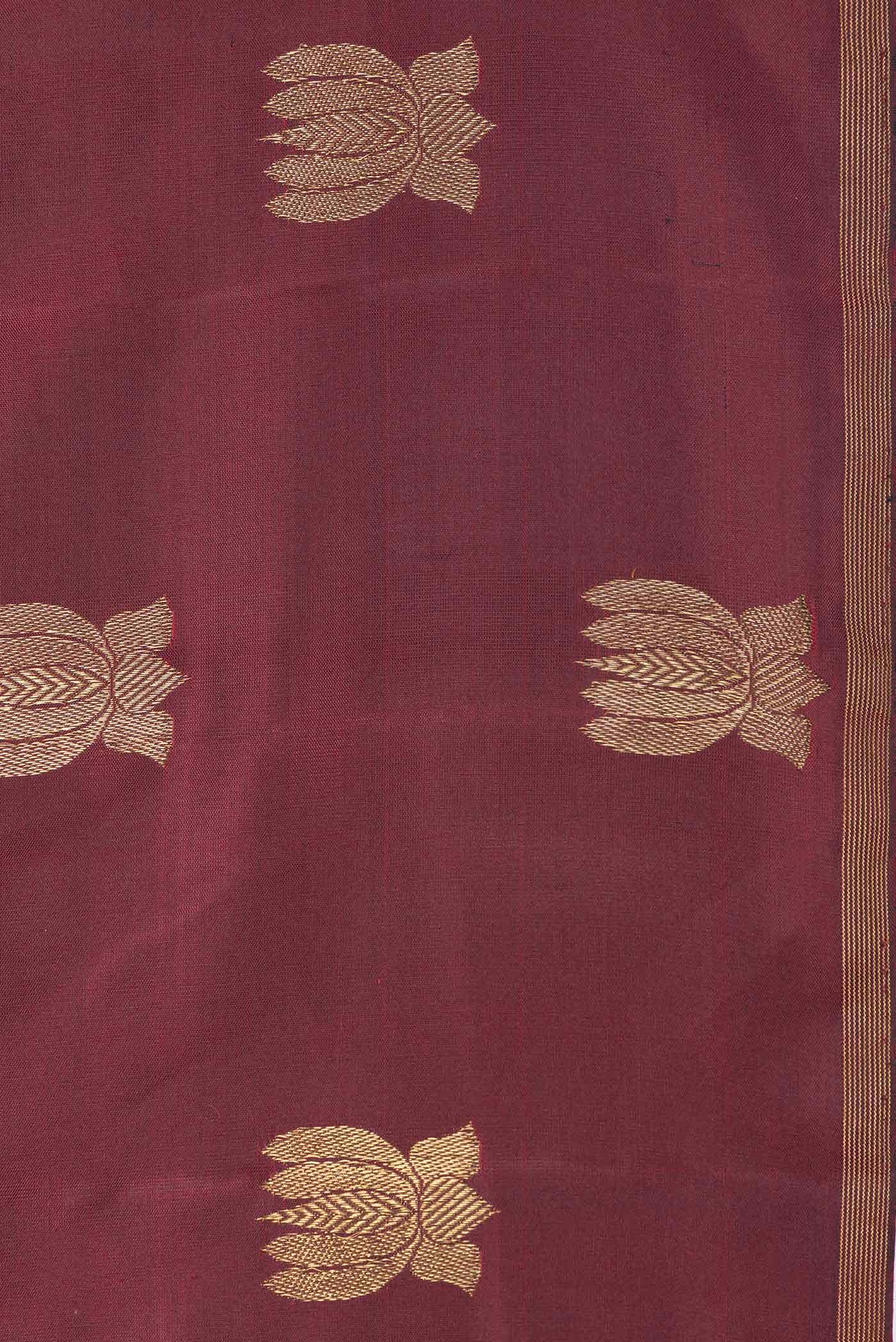 Pure Silk Pure Zari Maroon Dual Tone Kanchipuram Saree