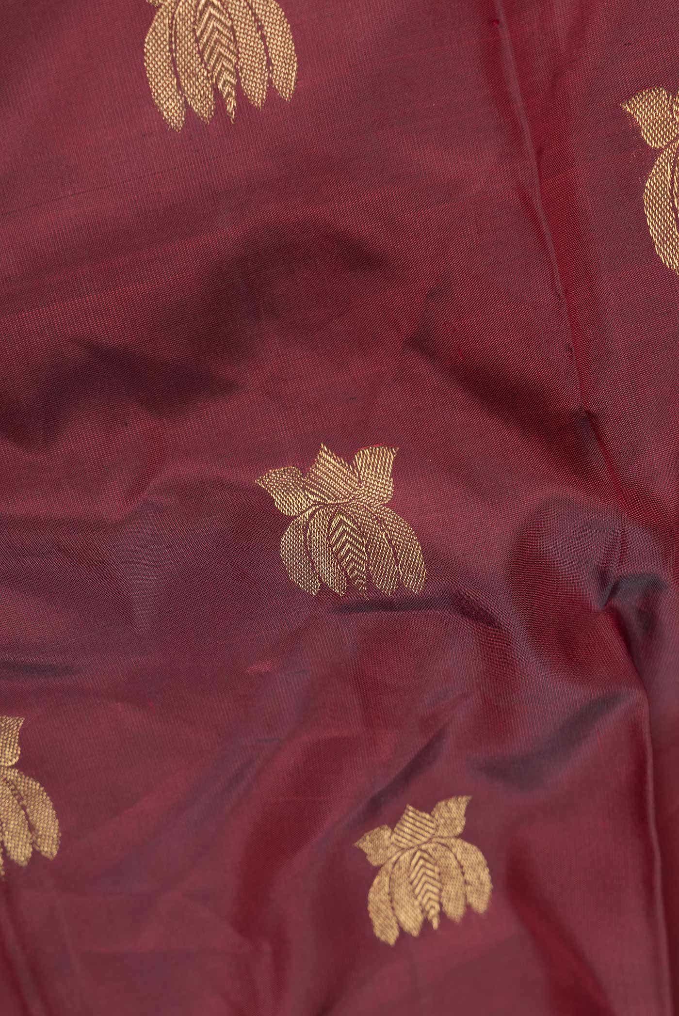 Pure Silk Pure Zari Maroon Dual Tone Kanchipuram Saree