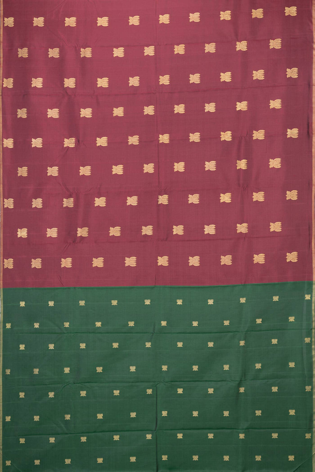 Pure Silk Pure Zari Maroon Dual Tone Kanchipuram Saree