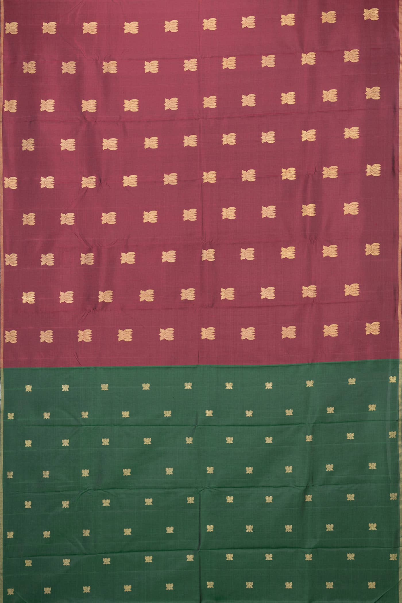 Pure Silk Pure Zari Maroon Dual Tone Kanchipuram Saree