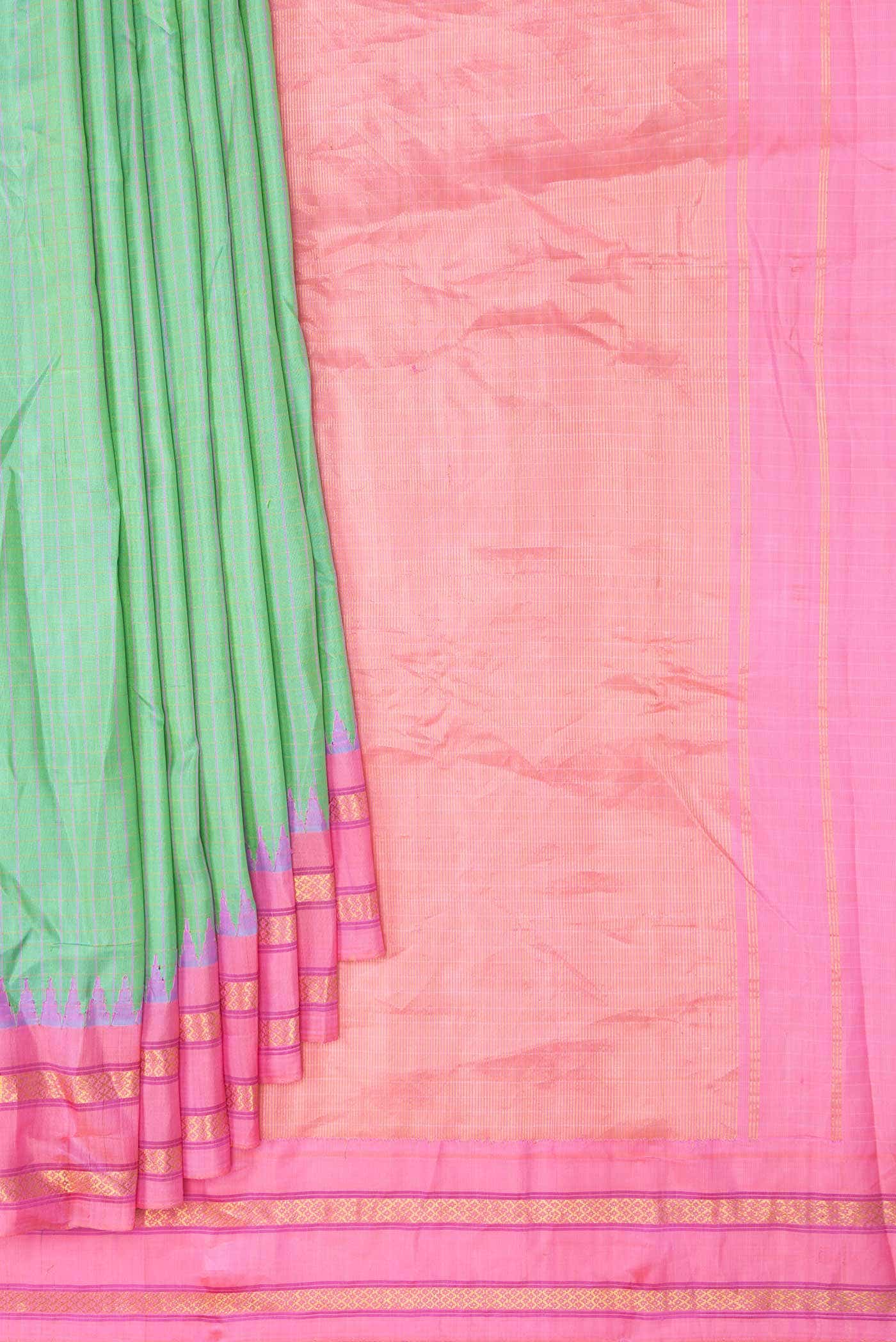 Pista Green Dual Tone Gadwal Silk Saree