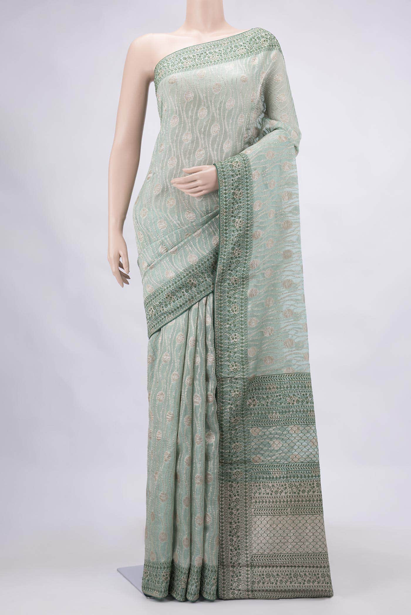 Light Blue Dual Tone Tissue Silk Saree