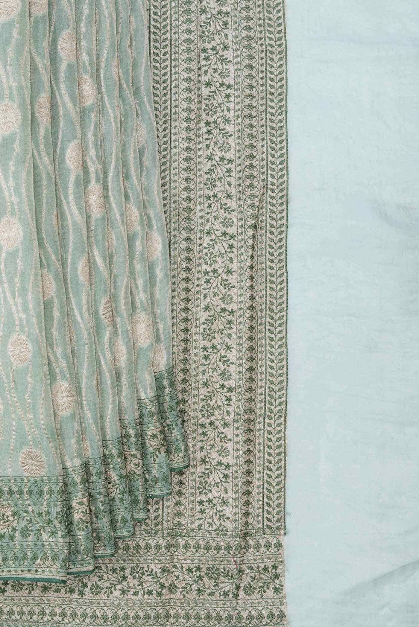 Light Blue Dual Tone Tissue Silk Saree