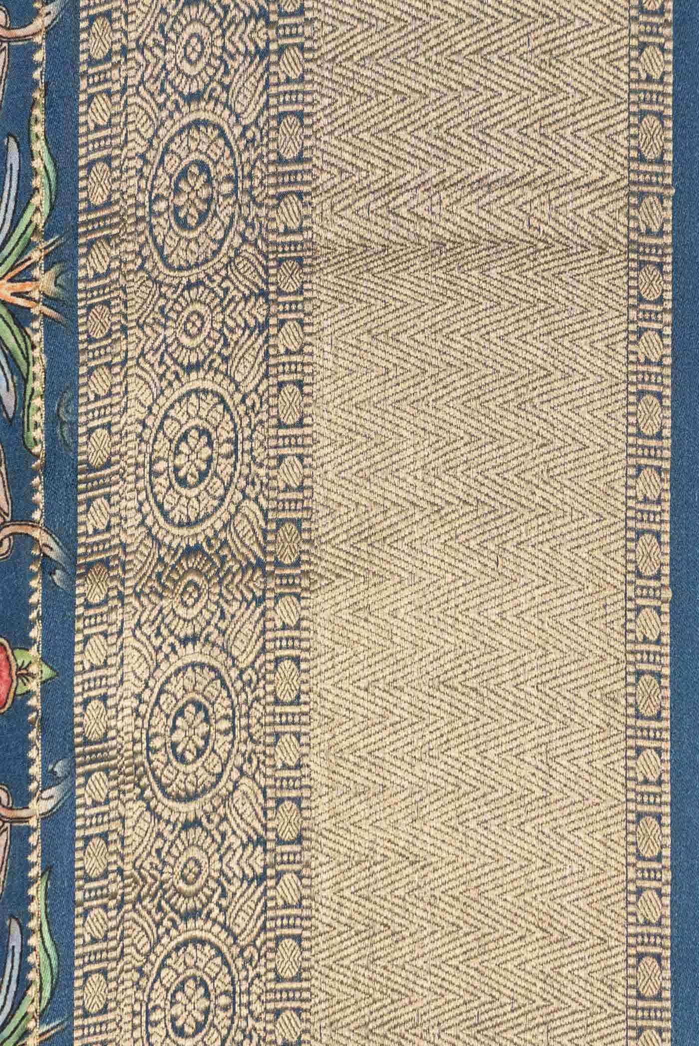 Blue Grey Mysore Crepe Saree